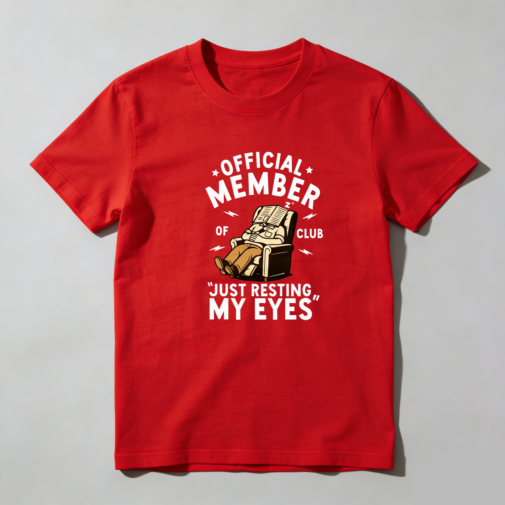 TEECURENT Official Member Just Resting My Eyes Club Pure Cotton Short Sleeve T-Shirt-TeeCurent