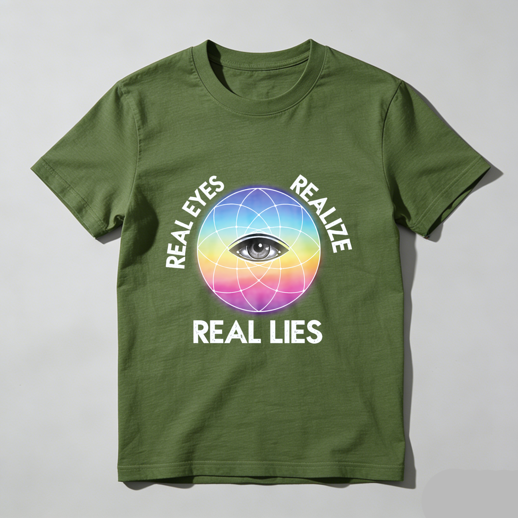 TEECURENT  Real Eyes Realize Real Lies Eye Globe Pattern TEECURENT