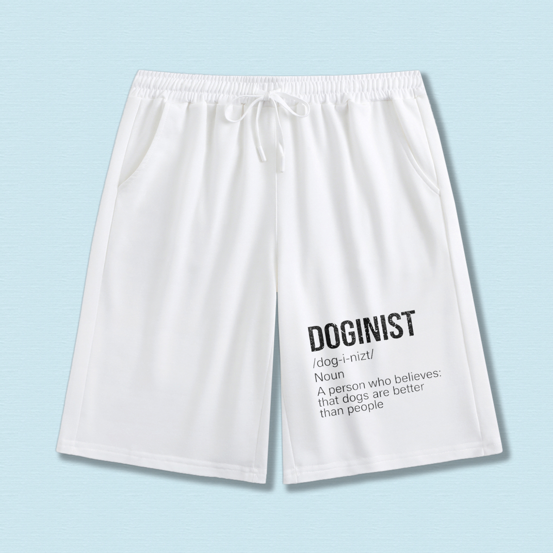 TEECURENT Doginist Definition Shorts For Dog Lovers Black Sweat Shorts With Dog Lover Quote And Dictionary Style Design Comfortable Drawstring Pants For Men Women Unisex Casual Wear