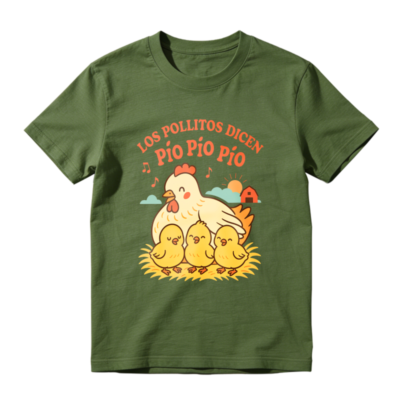 Chicken And Chicks With Los Pollitos Dicen Pio Pio Pio Text Unisex Classic T-shirt