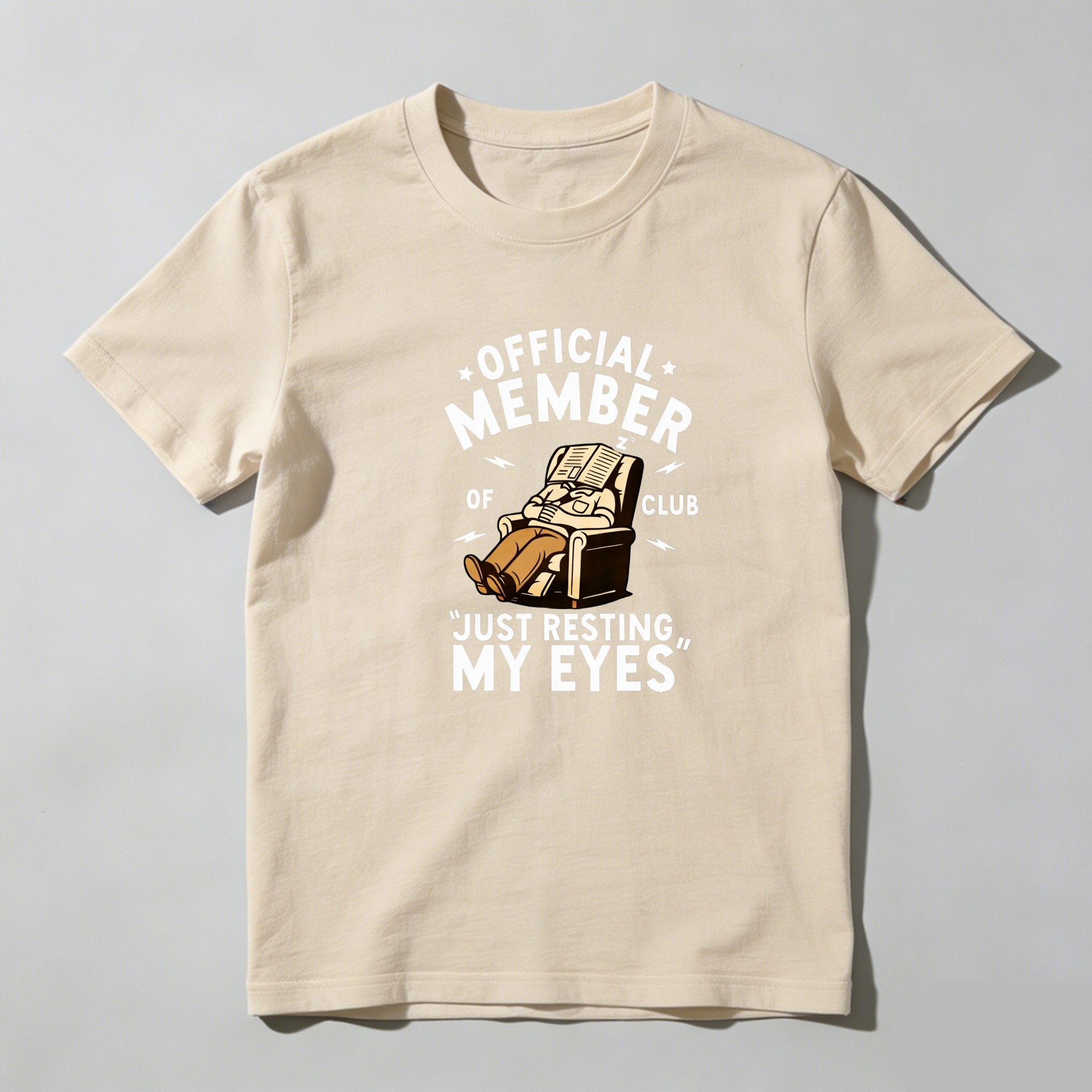 TEECURENT Official Member Just Resting My Eyes Club Pure Cotton Short Sleeve T-Shirt-TeeCurent