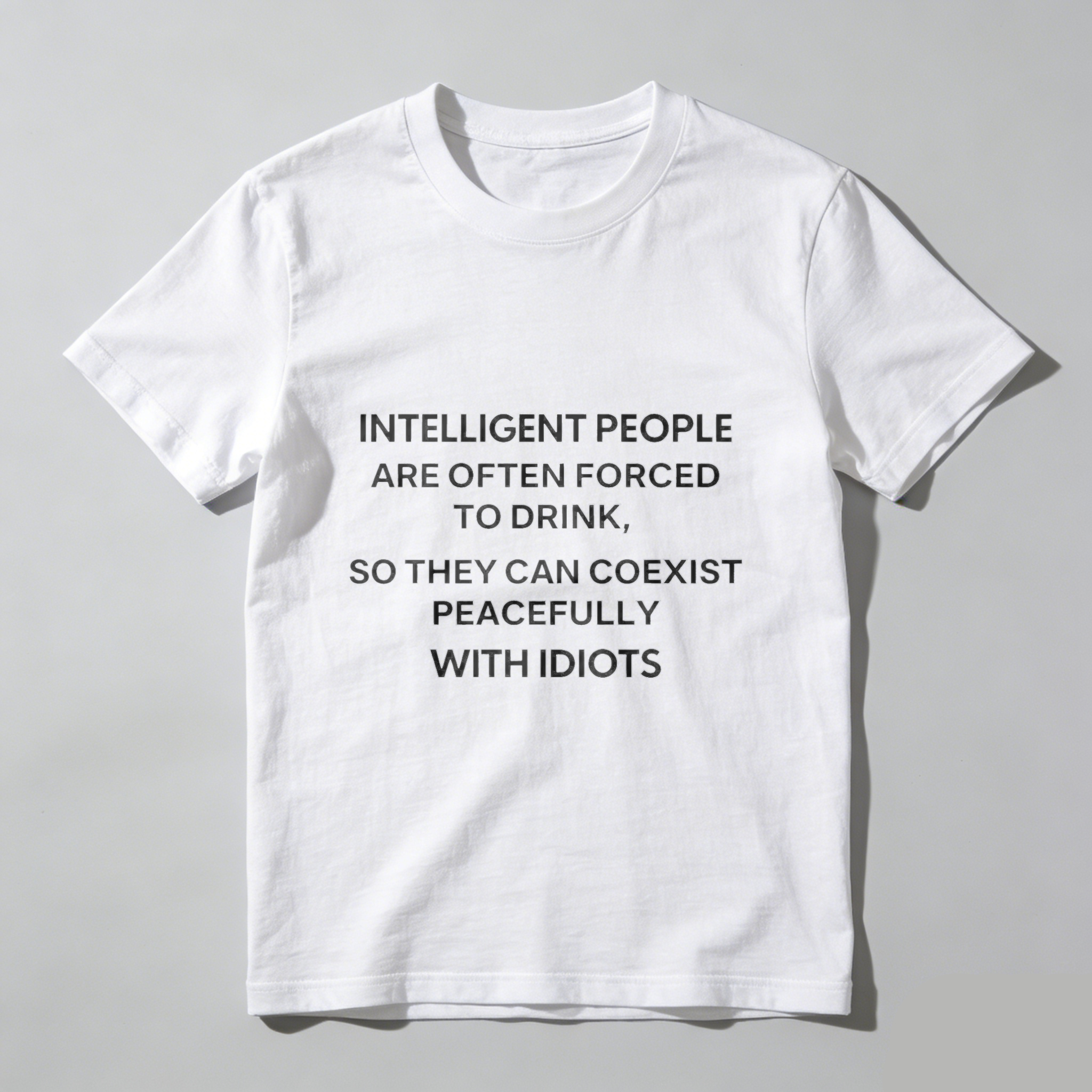 TEECURENT Intelligent People Are Often Forced To Drink So They Can Coexist Peacefully With Idiots T Shirt WOMEN
