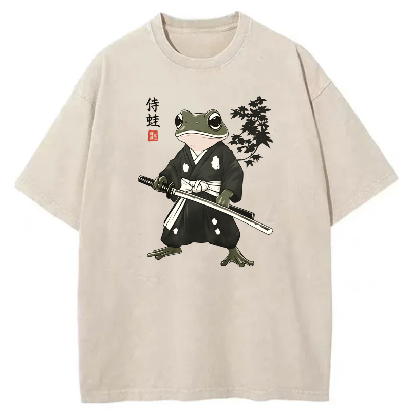 Frog Samurai With Sword And Bamboo tshirt 100% cotton