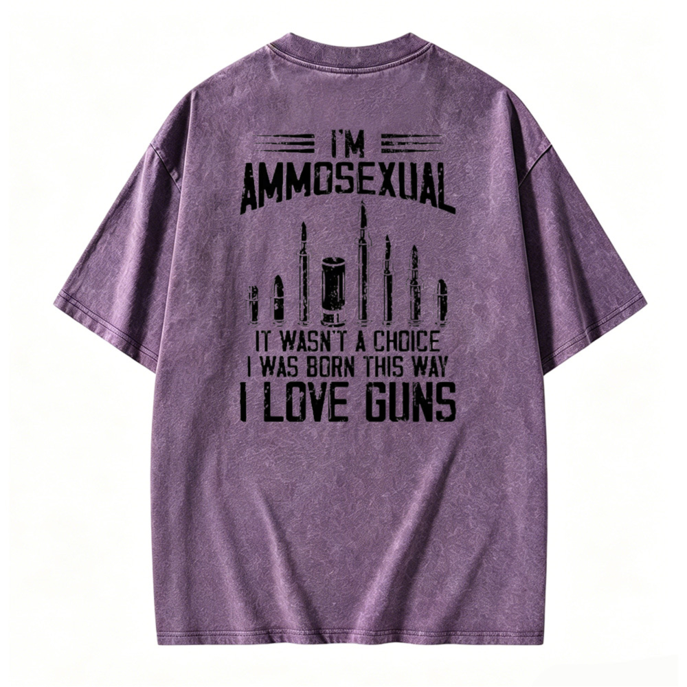 Ammosexual I Love Guns Bullet Graphic Washed T-shirt