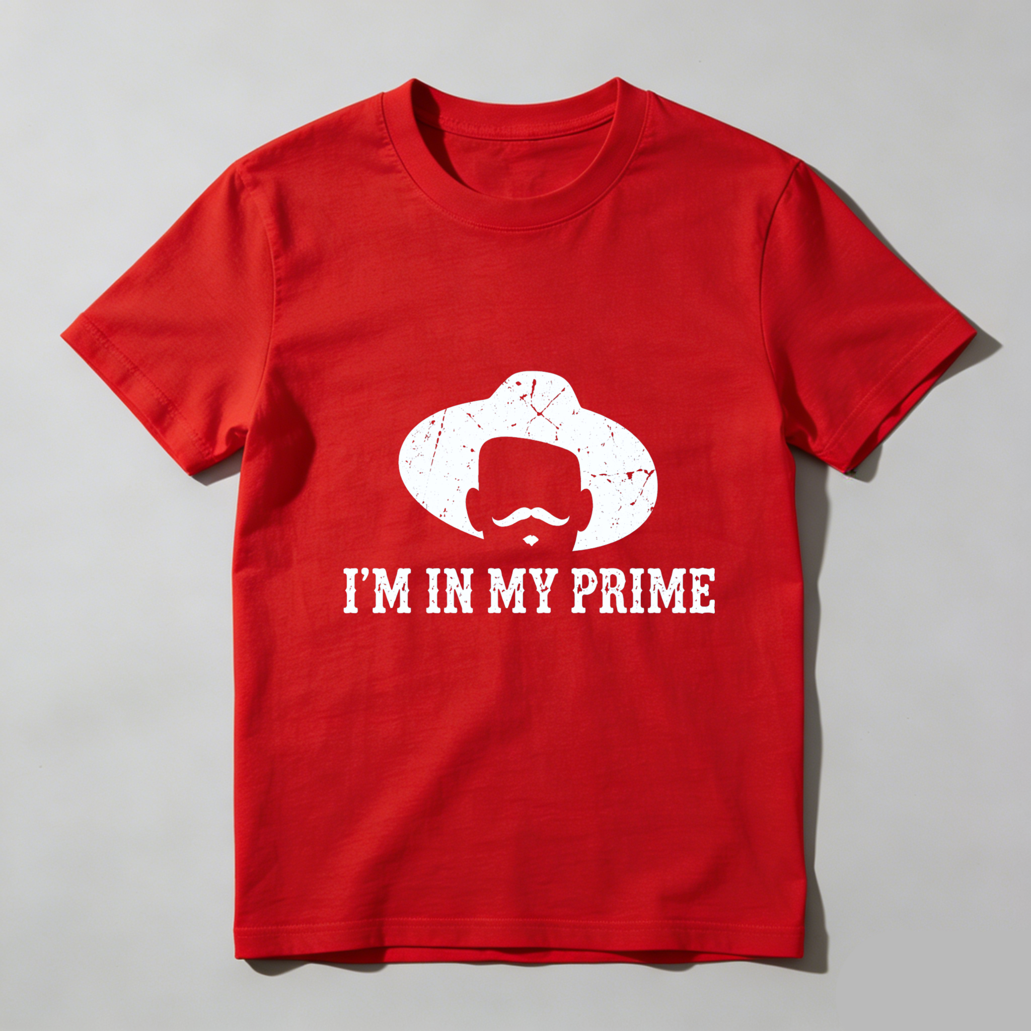 TEECURENTI Am In My Prime Cowboy Hat Mustache T-Shirt Men Women Unisex Black Graphic Tee Funny Humor Shirt-TeeCurent