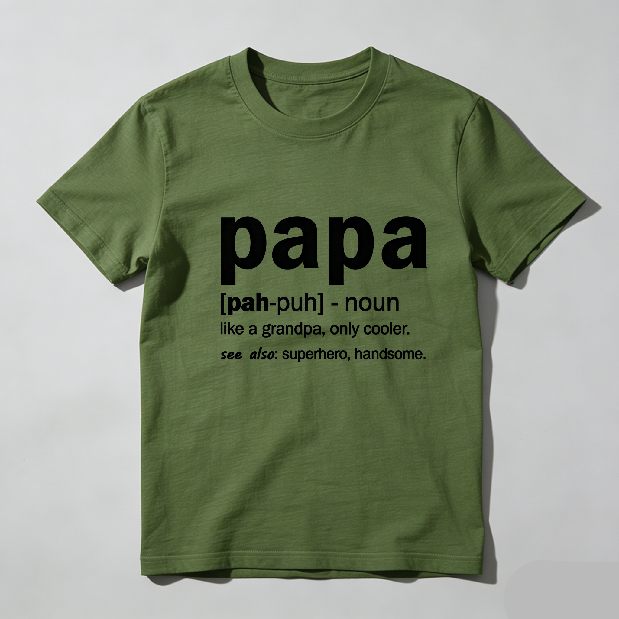TEECURENT Papa Definition Cool Grandpa Superhero Handsome Pure Cotton Short Sleeve T Shirt-TeeCurent