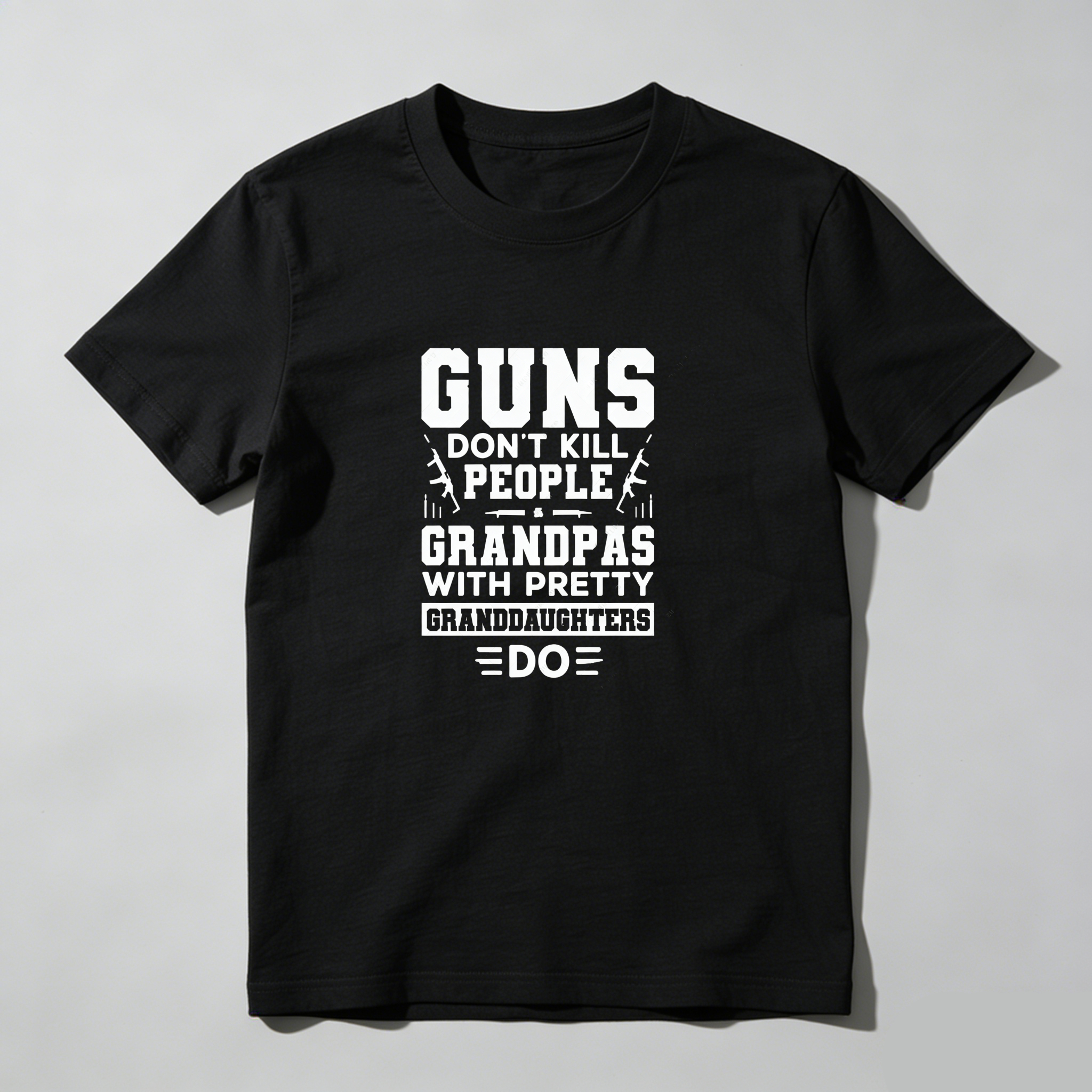 TEECURENT Guns Dont Kill People Grandpas With Pretty Granddaughters Do Pure Cotton Short Sleeve T Shirt-TeeCurent