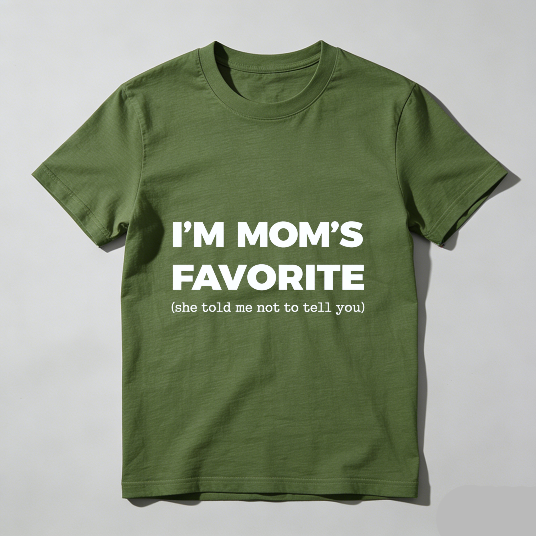 TEECURENT Im Moms Favorite She Told Me Not To Tell You T Shirt Funny Family Gift For Kids And Teens Humorous Mother Day Present