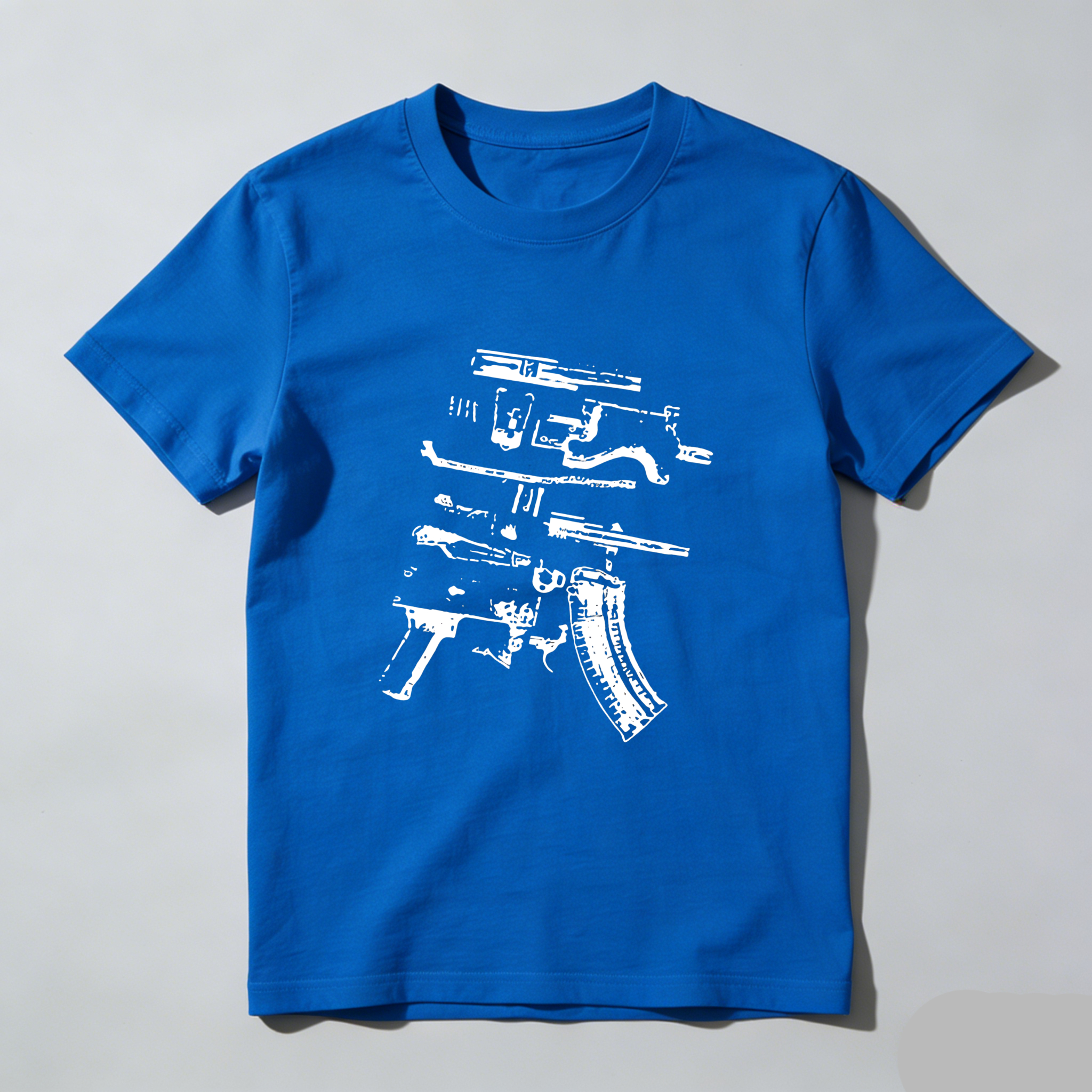 TEECURENT T-SHIRT  Gun Parts Exploded Diagram White Print
