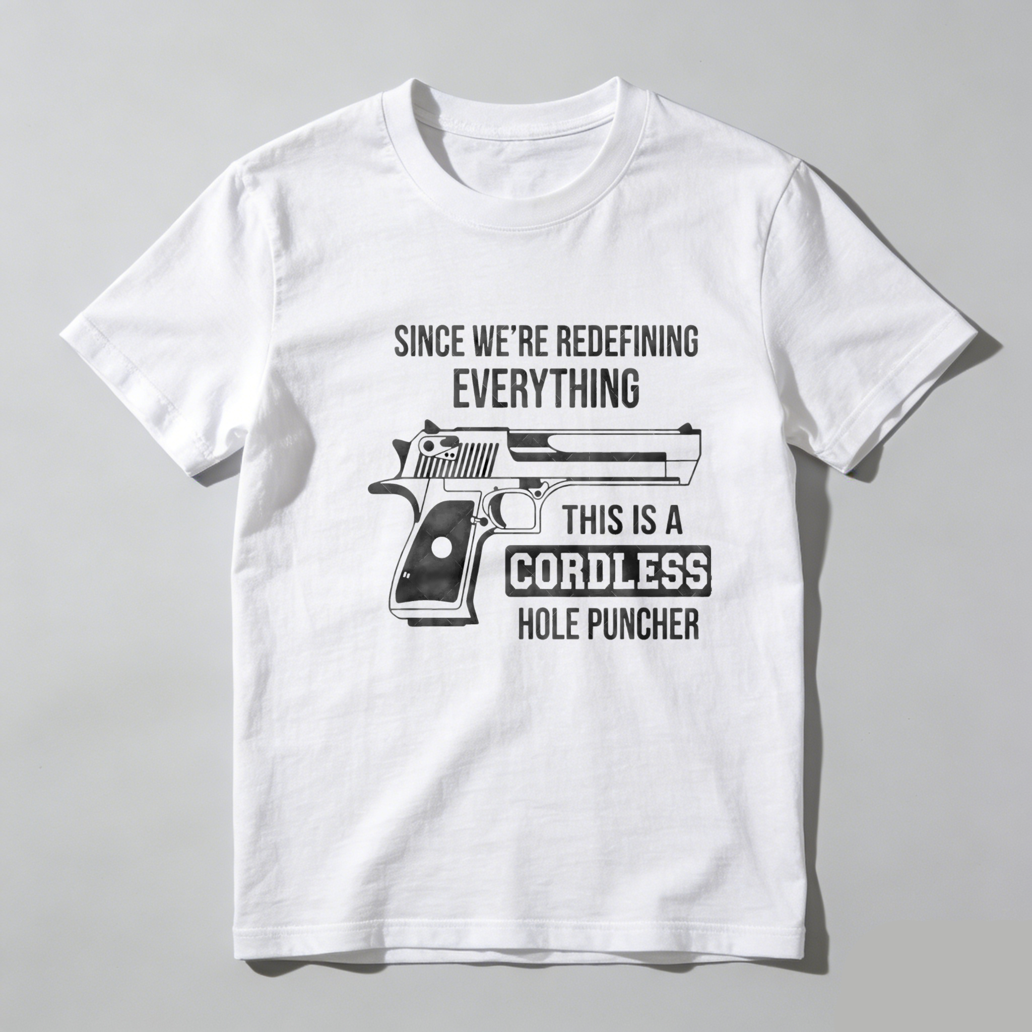 TEECURENT Redefining Everything Cordless Hole Puncher Pure Cotton Short Sleeve T Shirt-TeeCurent