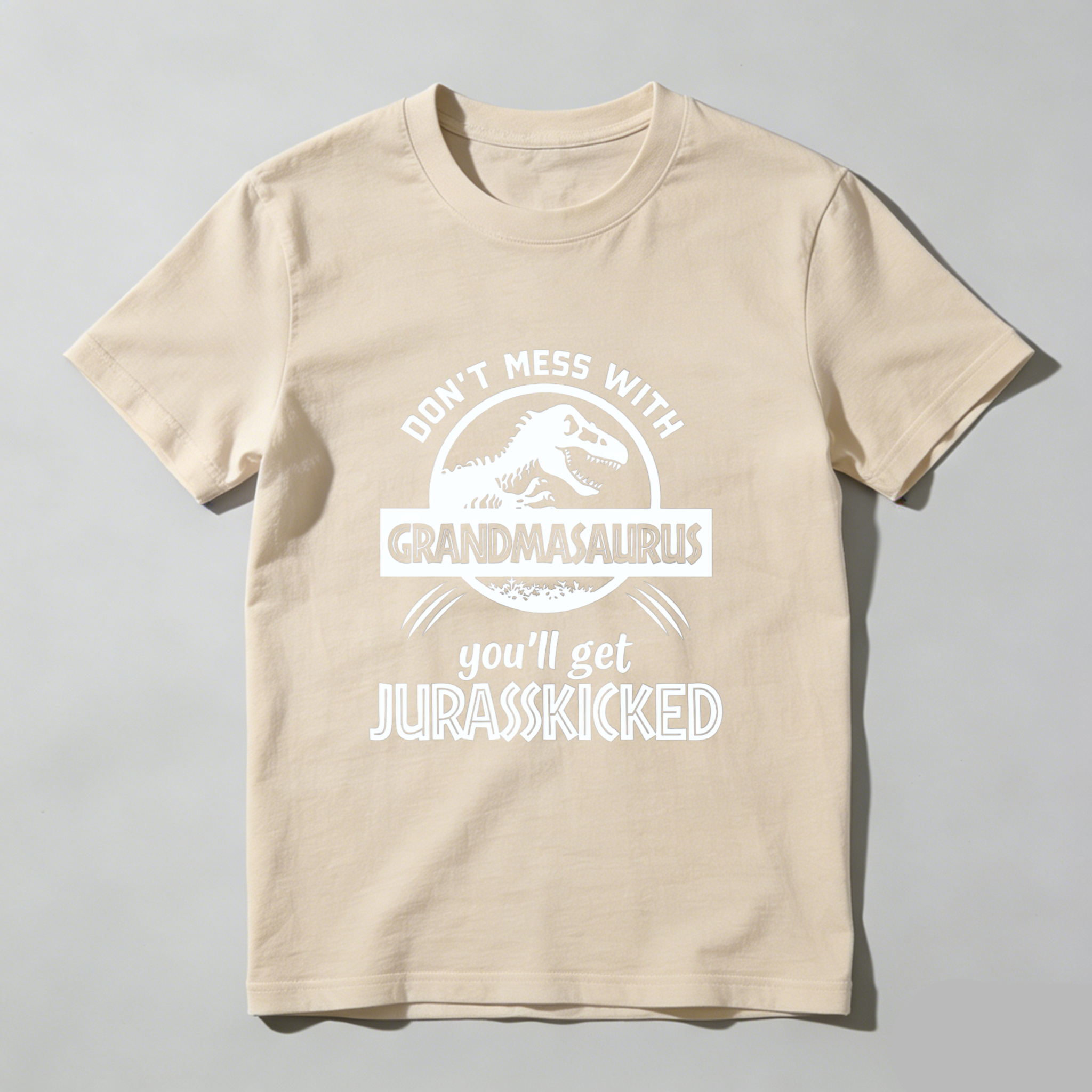 TEECURENT Dont Mess With Grandmasaurus Youll Get Jurasskicked Funny Dinosaur Shirt For Grandma Mother Birthday Gift Humor Tshirt WOMEN