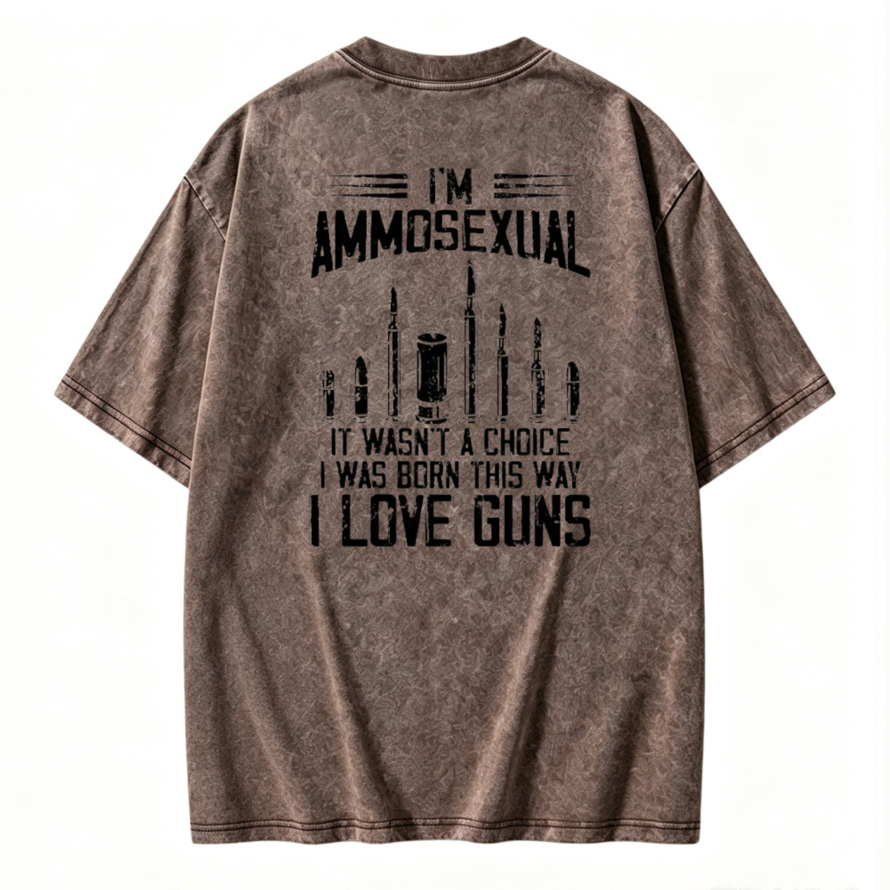 Ammosexual I Love Guns Bullet Graphic Washed T-shirt