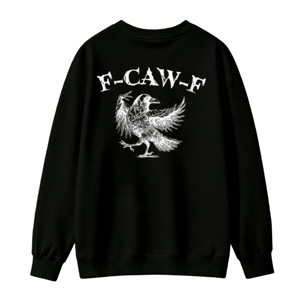 Raven Bird Graphic F-Caw-F Text Print Sweatshirt
