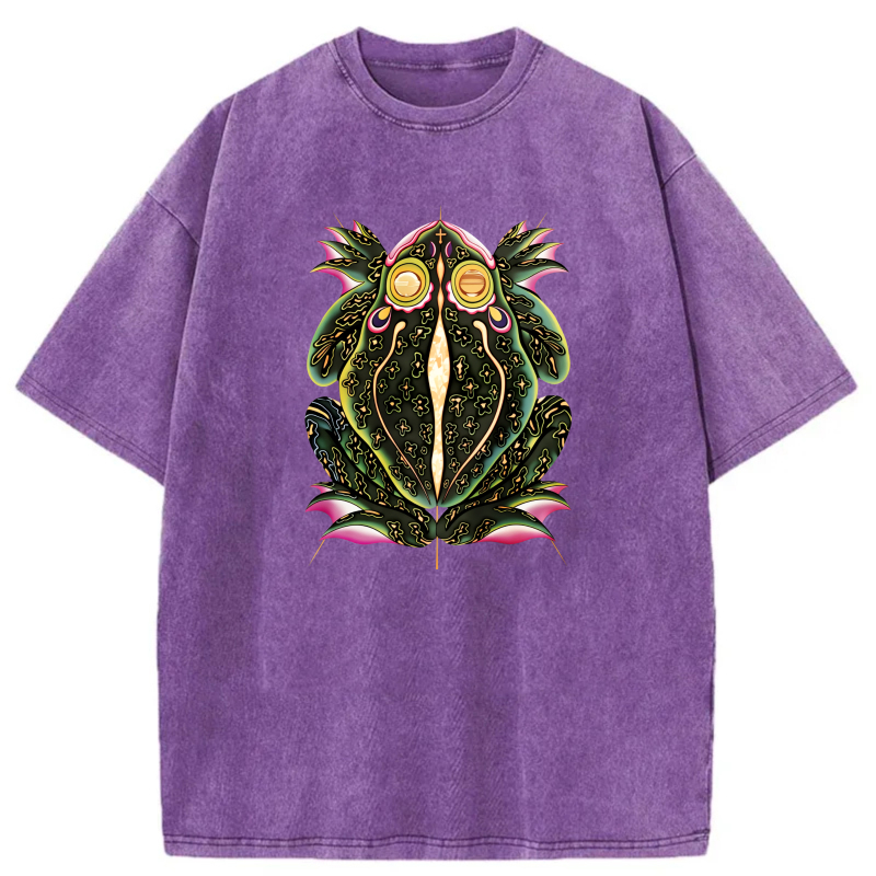 Colorful Frog With Glowing Eyes And Patterns tshirt 100% cotton