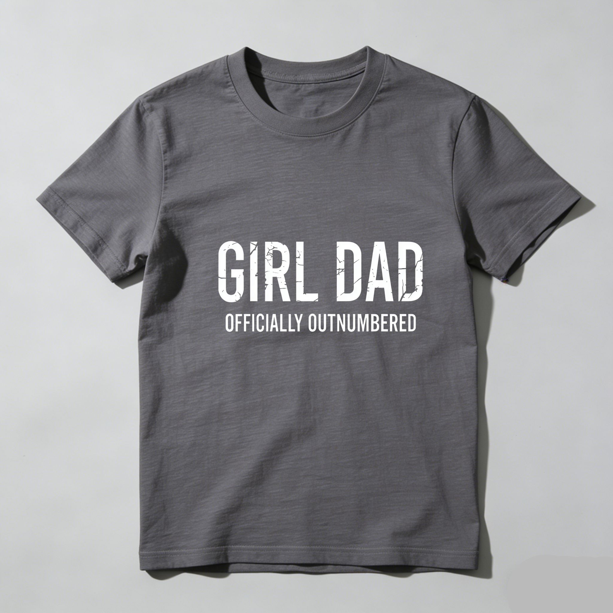 TEECURENT Girl Dad Officially Outnumbered Pure Cotton Short Sleeve T Shirt-TeeCurent