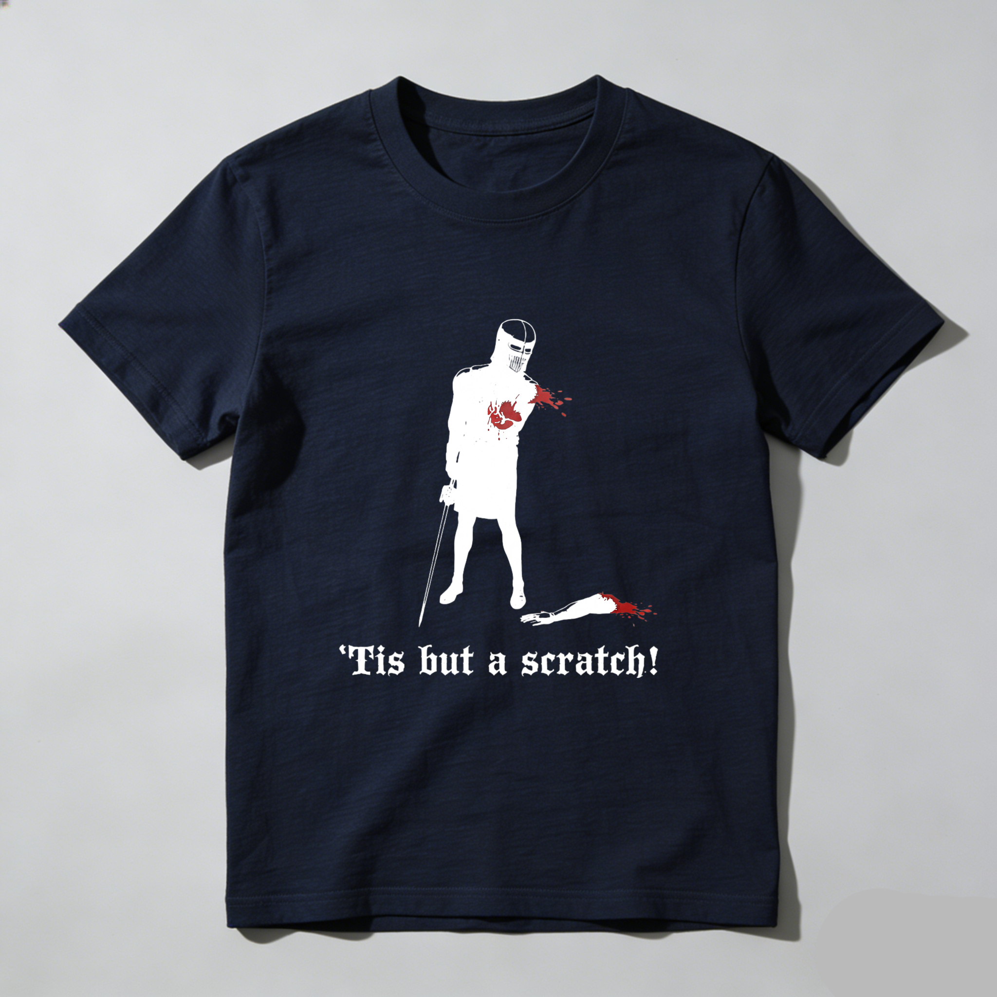 TEECURENT Tis But A Scratch Movie Quote T Shirt With Vampire Hunter Character Design