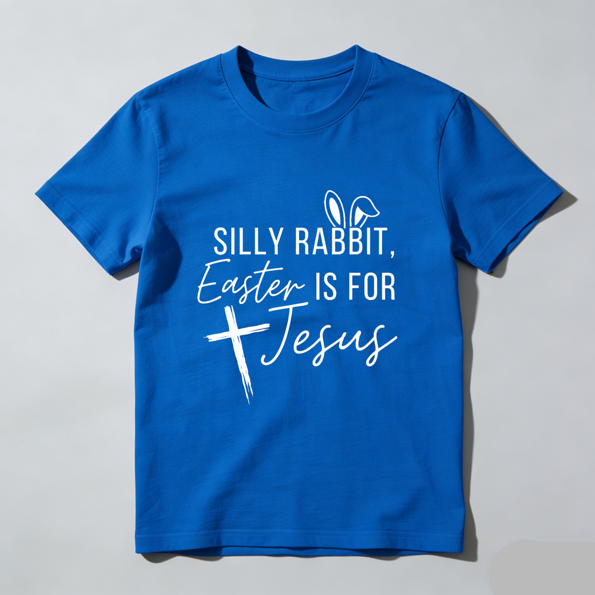 TEECURENT Silly Rabbit Easter Is For Jesus Christian Easter T Shirt With Cross And Bunny Ears Design WOMEN
