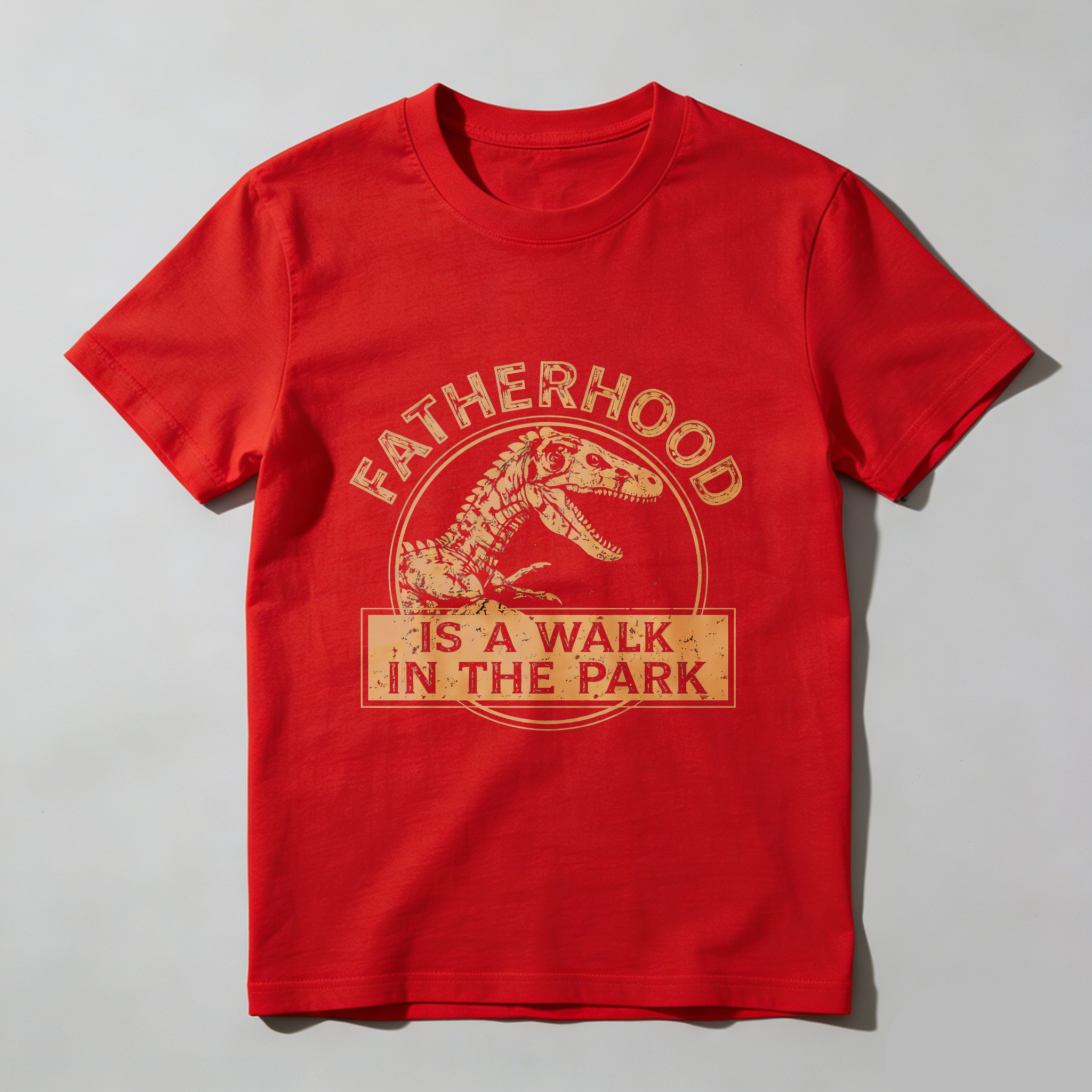 TEECURENT Fatherhood Is A Walk In The Park Dinosaur T-Shirt For Men Funny Dad Gift Shirt