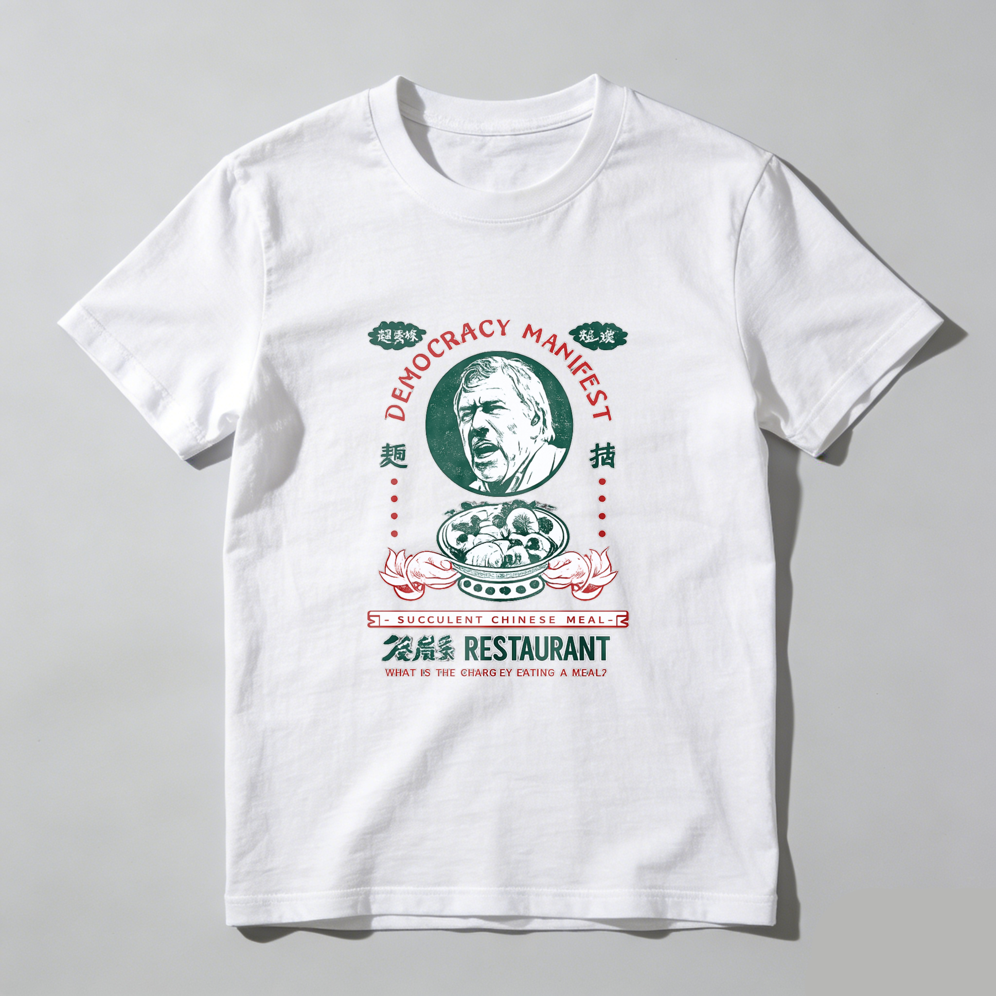 Democracy Manifesto T Shirt With Barack Obama Portrait And Peas Restaurant Design Made In Usa