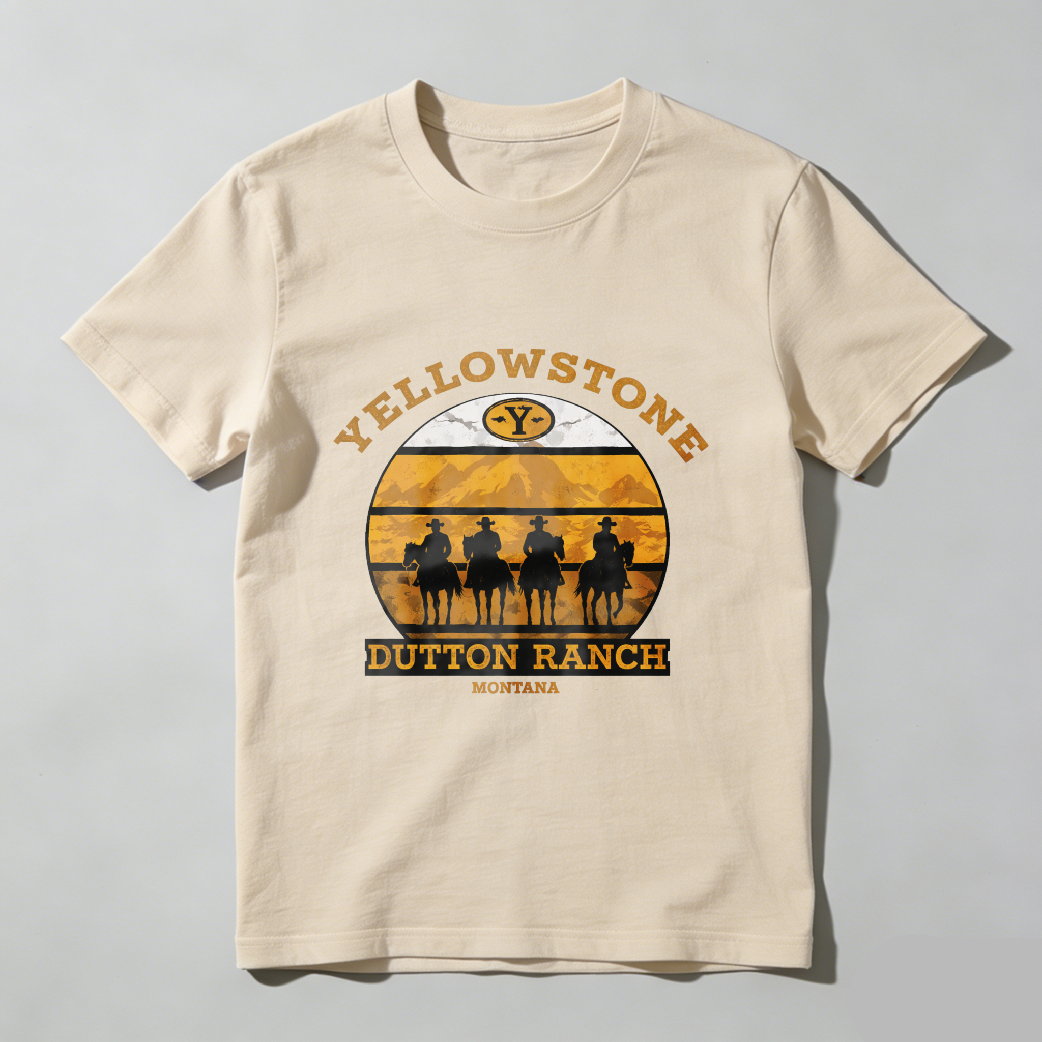 TEECURENT Yellowstone Dutton Ranch Montana Western Cowboy Horse Riding T-Shirt