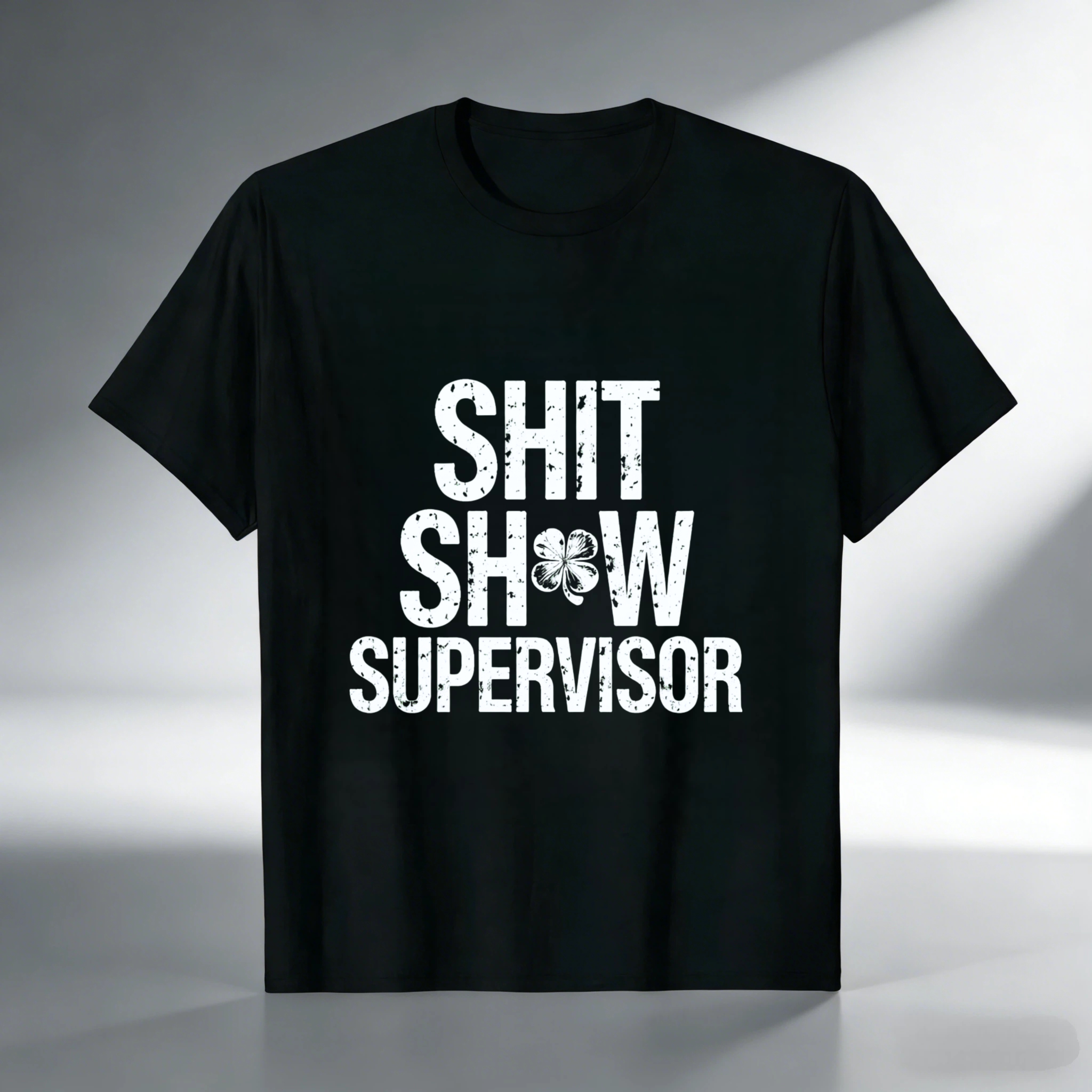 TEECURENT Shit Show Supervisor T Shirt Funny Work Humor Gift For Men Women Black Cotton Casual Tee