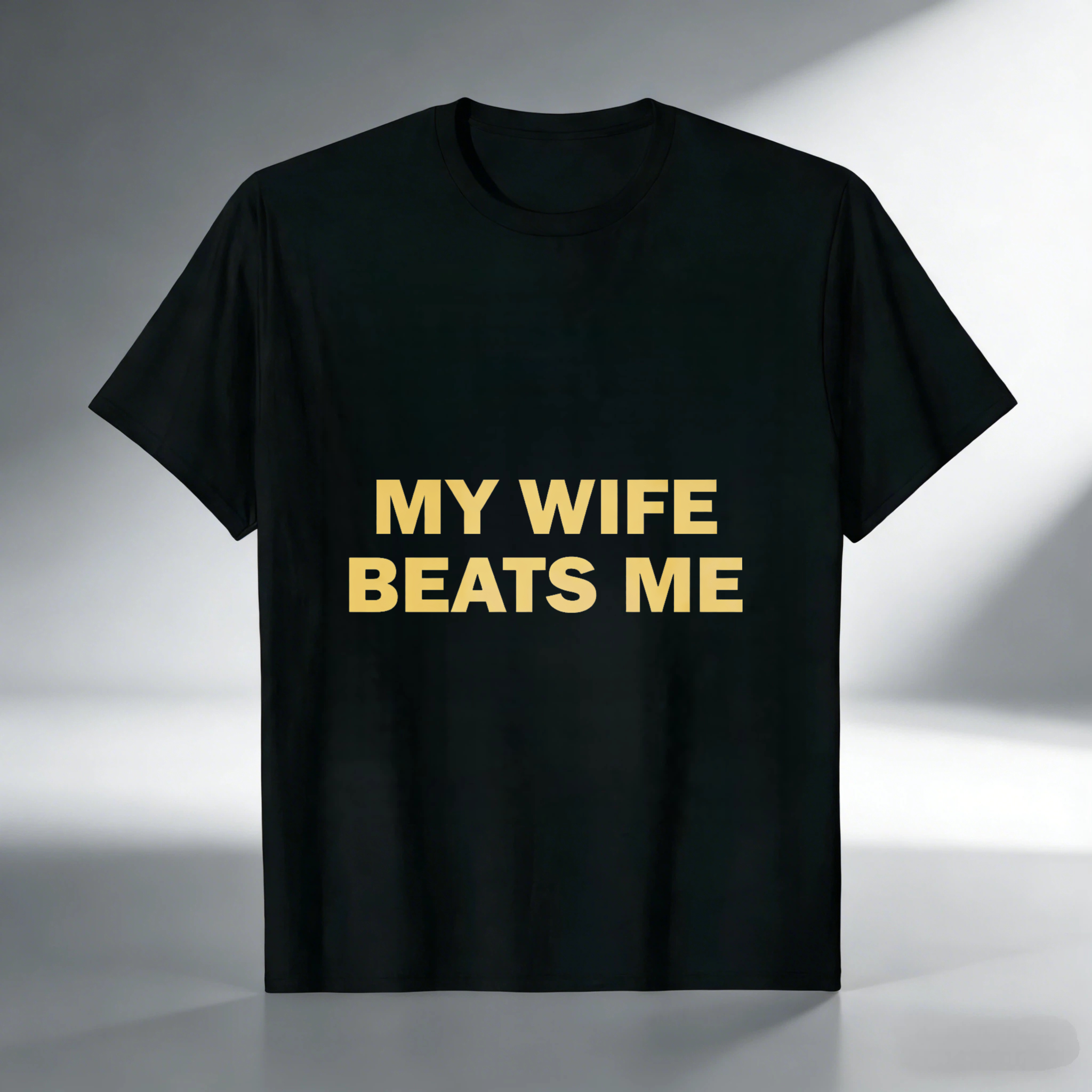 TEECURENT My Wife Beats Me Funny T-Shirt For Men Humorous Statement Shirt Casual Wear Gift Idea