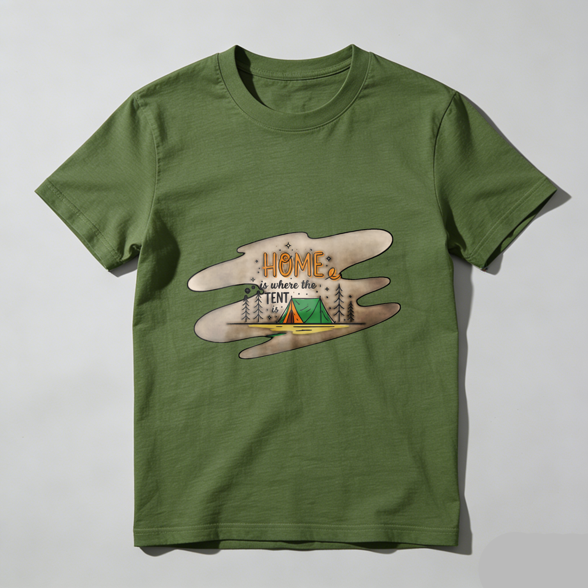 TEECURENT Home Is Where The Tent Is Camping T Shirt Outdoor Adventure Tee For Nature Lovers WOMEN
