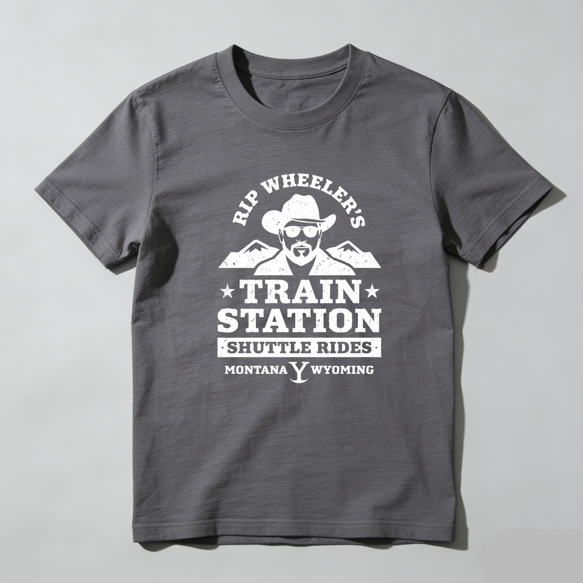 TEECURENT Rip Wheelers Train Station Shuttle Rides Montana Wyoming T Shirt