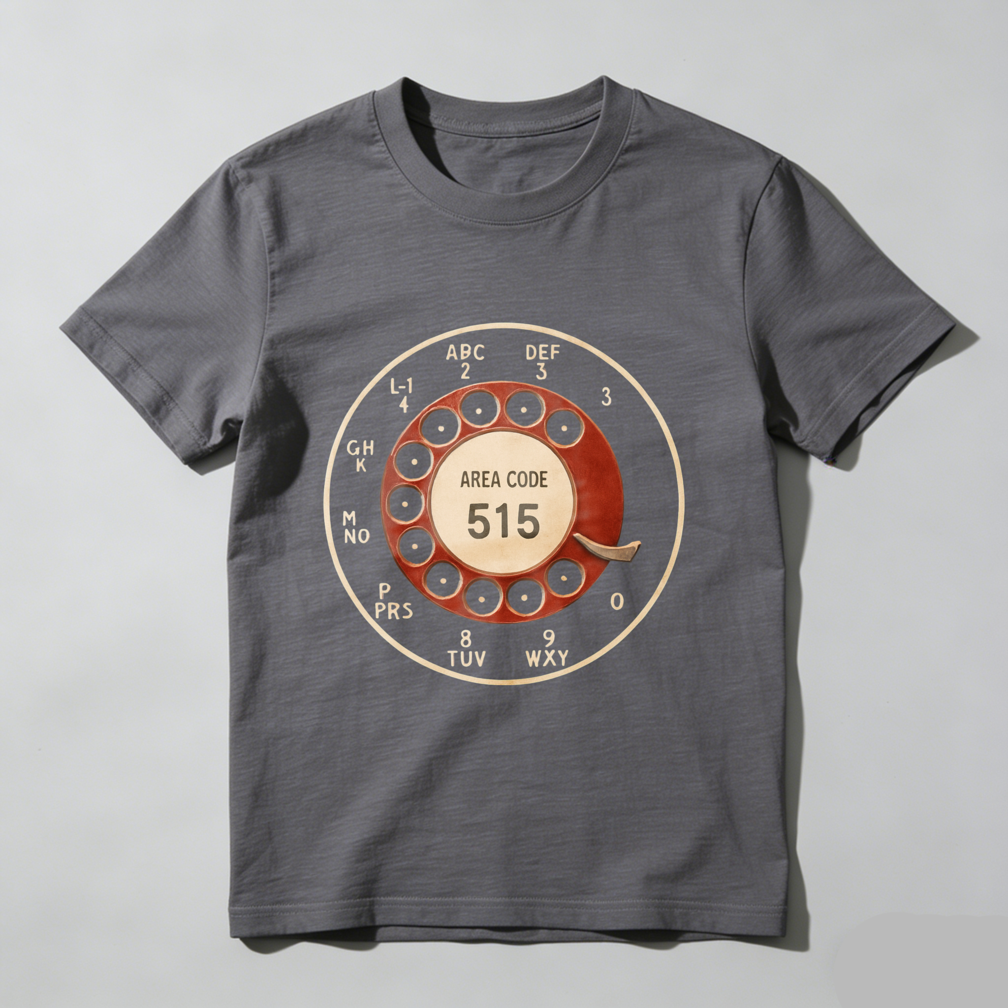 Area Code 515 Rotary Dial Phone T-Shirt Made In Usa