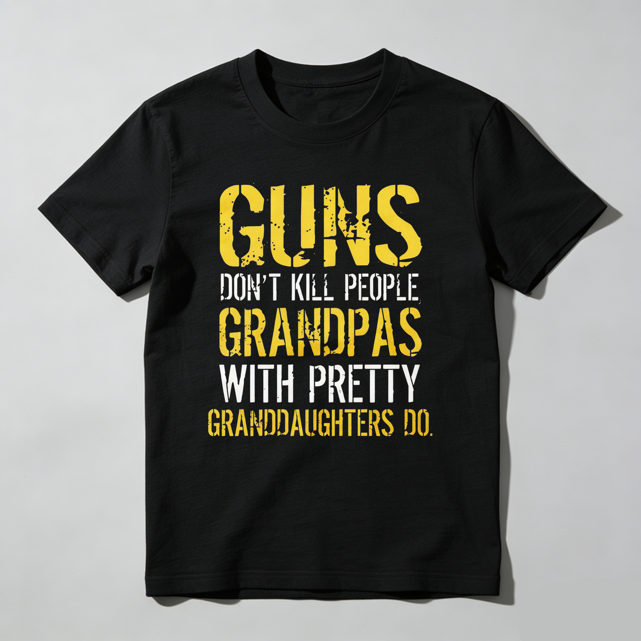 TEECURENT Guns Dont Kill People Grandpas With Pretty Granddaughters Do Pure Cotton Short Sleeve T Shirt-TeeCurent