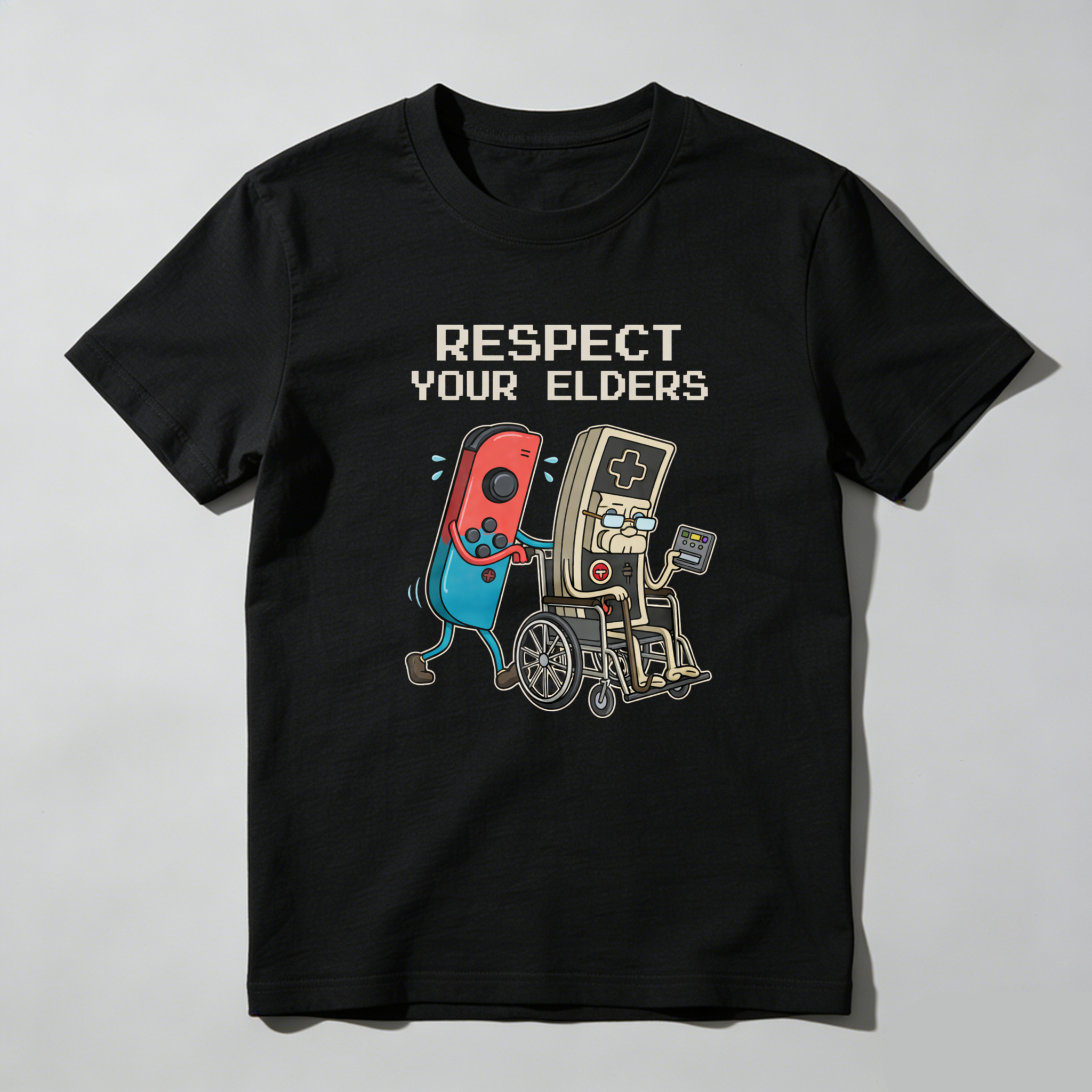 TEECURENT Respect Your Elders Nintendo Switch And Game Boy T-Shirt Gaming Humor Shirt For Gamers-TeeCurent