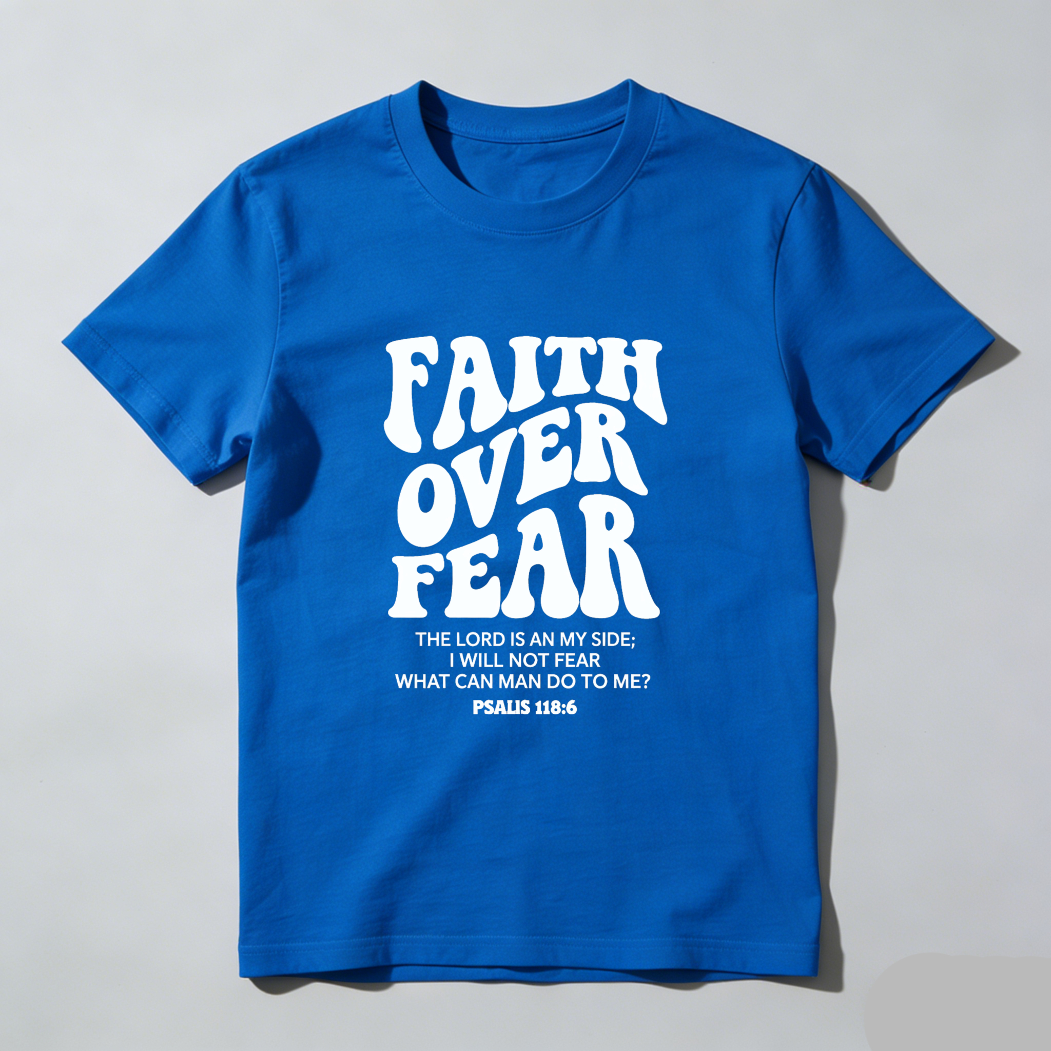 TEECURENT Faith Over Fear Bible Verse T-Shirt Psalms 118 6 Christian Inspiration Motivational Quote Men Women Apparel Black Shirt WOMEN