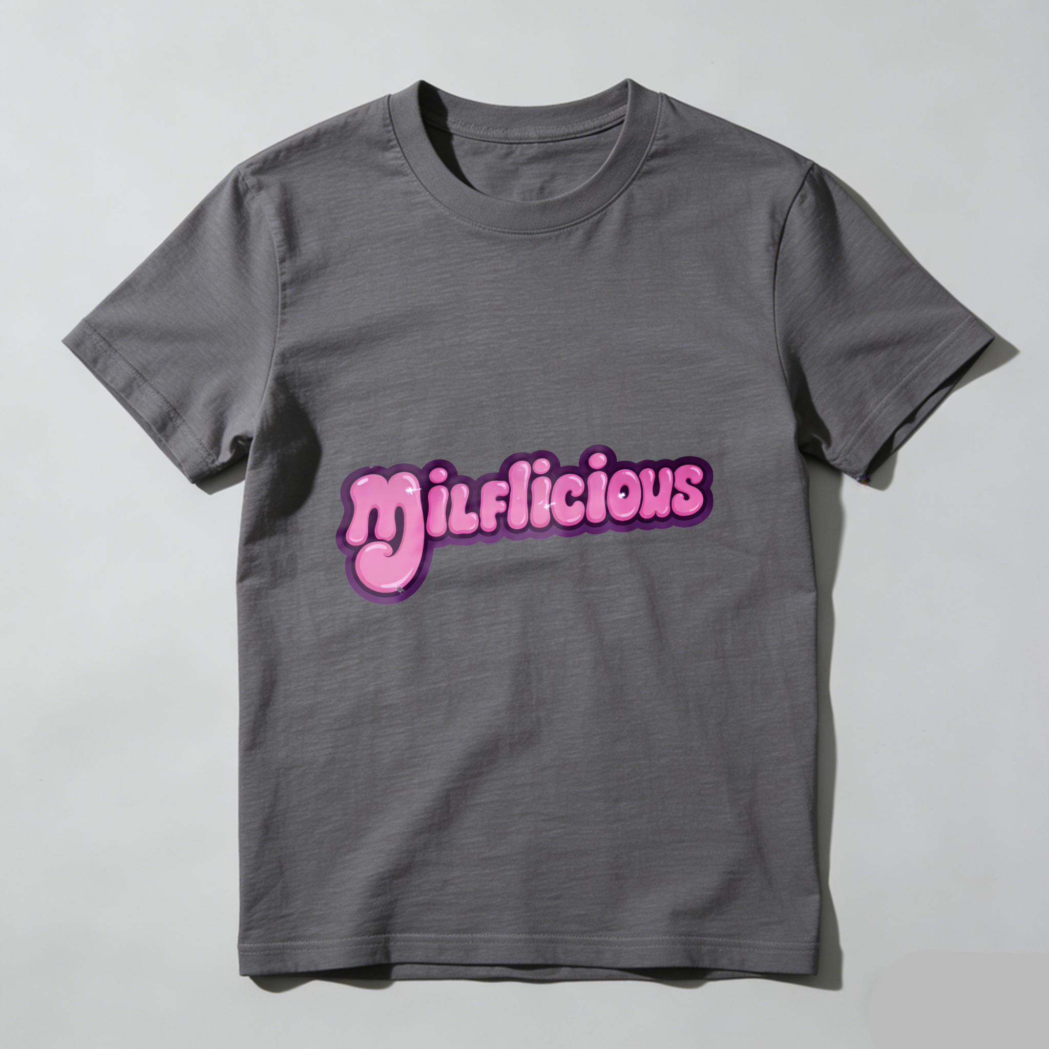 TEECURENT Milklicious Pink Text Design Black T Shirt For Women And Men Fashion Casual Wear WOMEN