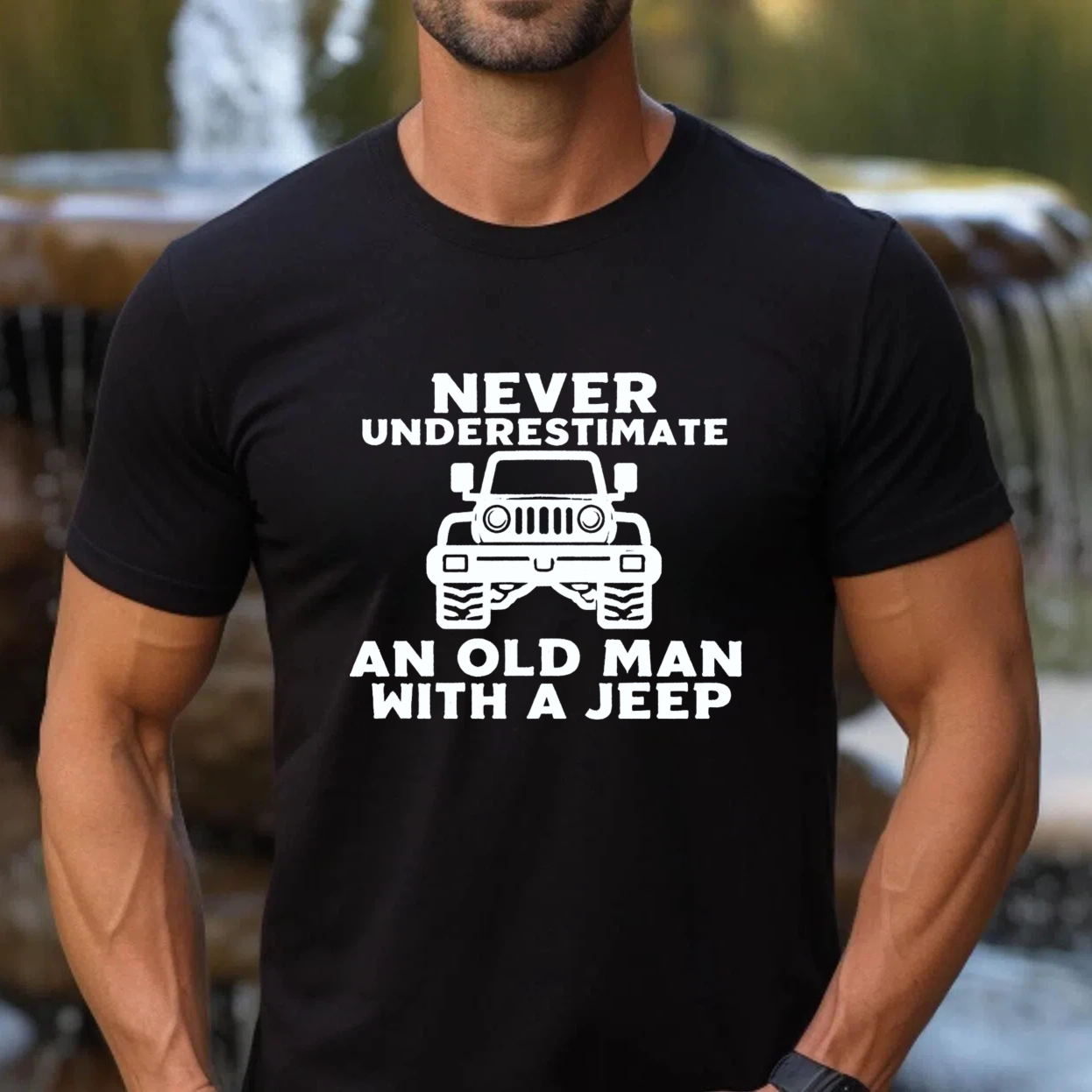 Never Underestimate An Old Man With A Jeep T Shirt