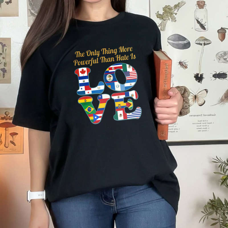 Love With Global Flags And Inspirational Quote Unisex Classic T-shirt