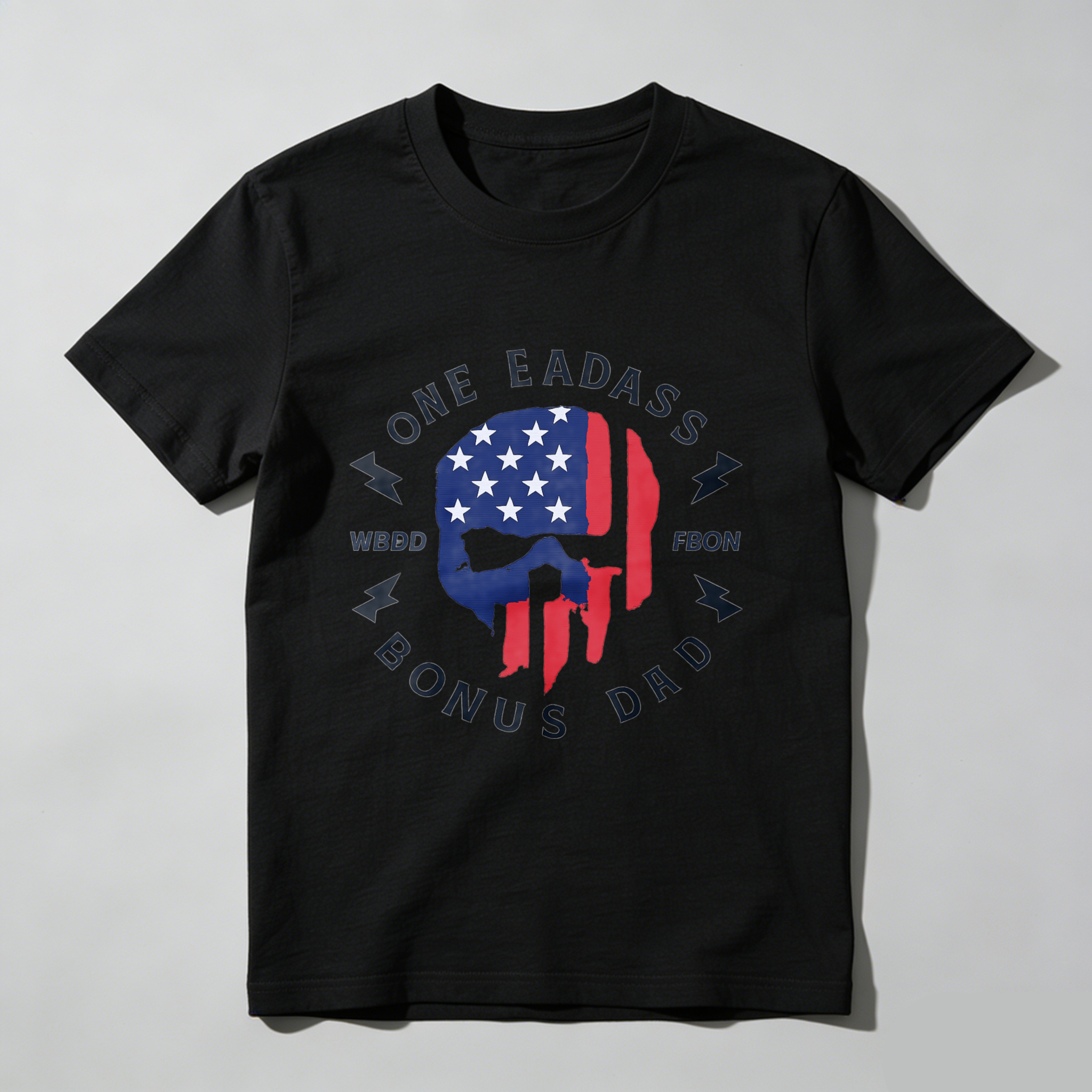 One Badass Bonus Dad T Shirt American Flag Skull Design Made In Usa
