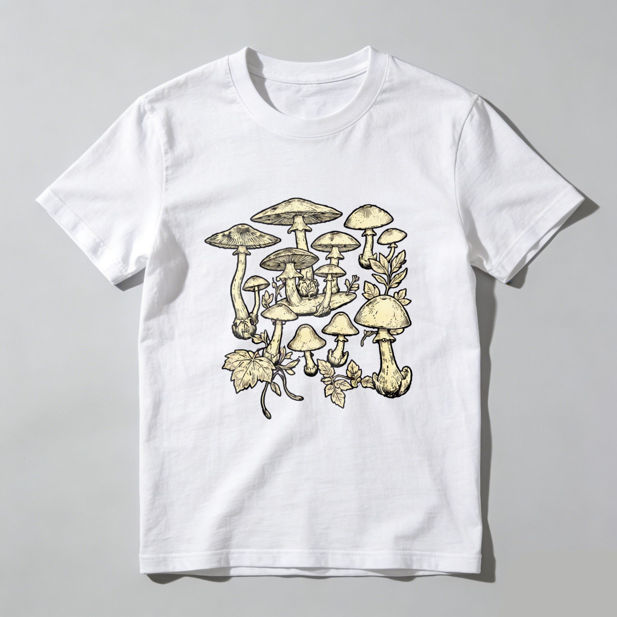 TEECURENT Mushroom Forest Botanical Design T-Shirt Nature Inspired Graphic Tee For Men And Women WOMEN