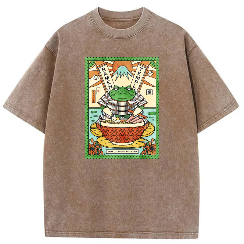 Frog In Bowl With Mount Fuji Background tshirt 100% cotton