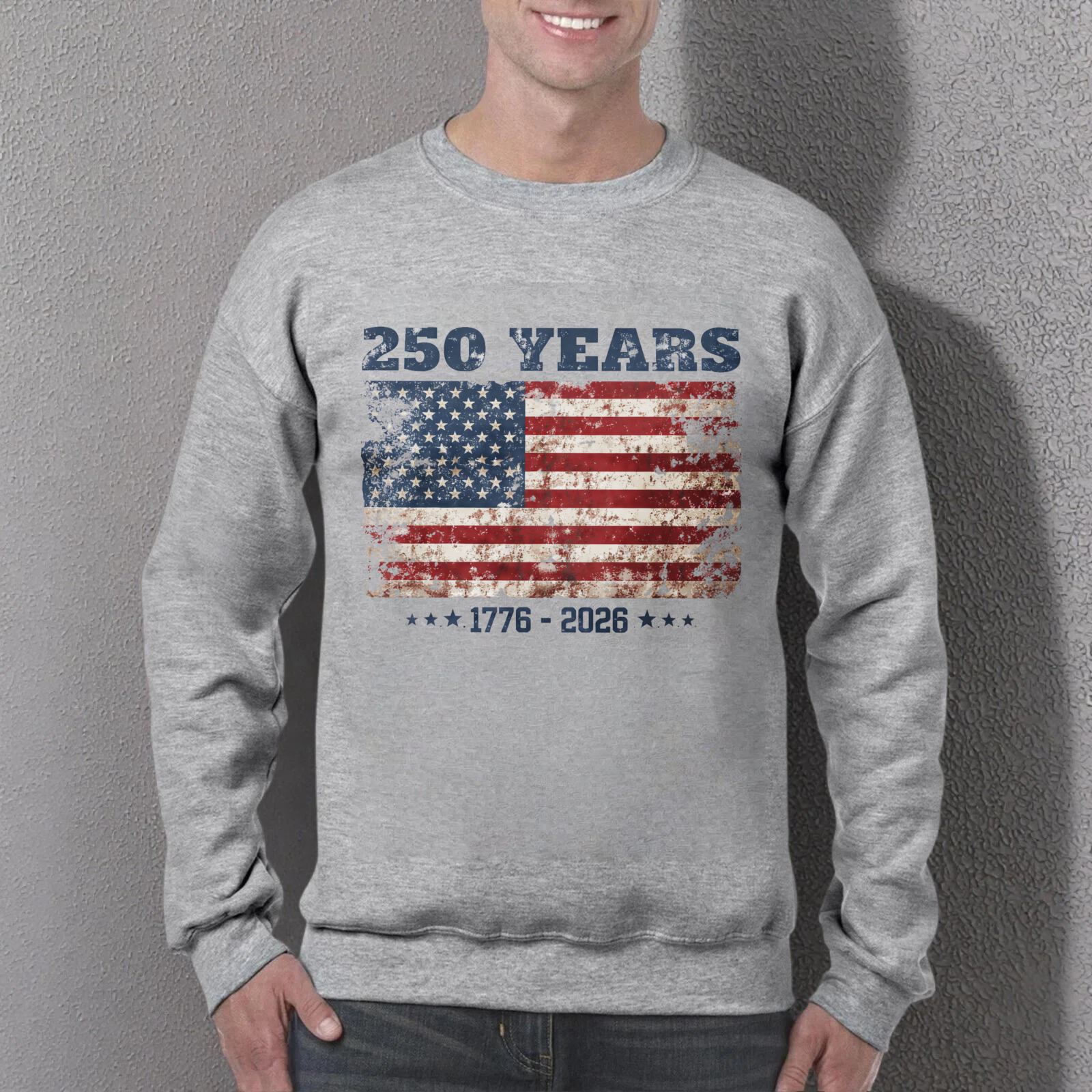 250 Years American Flag Usa Independence Day 1776 2026 Sweatshirt Unisex Crewneck Pullover Long Sleeve Casual Top