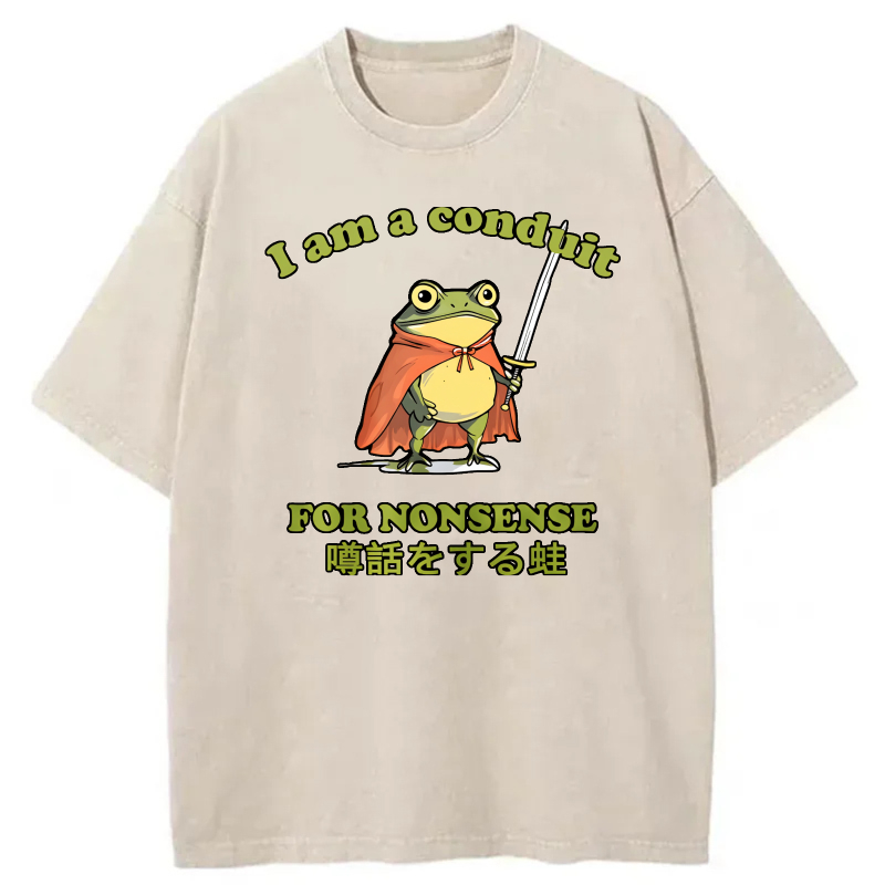 Frog With Sword And Cape Saying I Am A Conduit For Nonsense tshirt 100% cotton