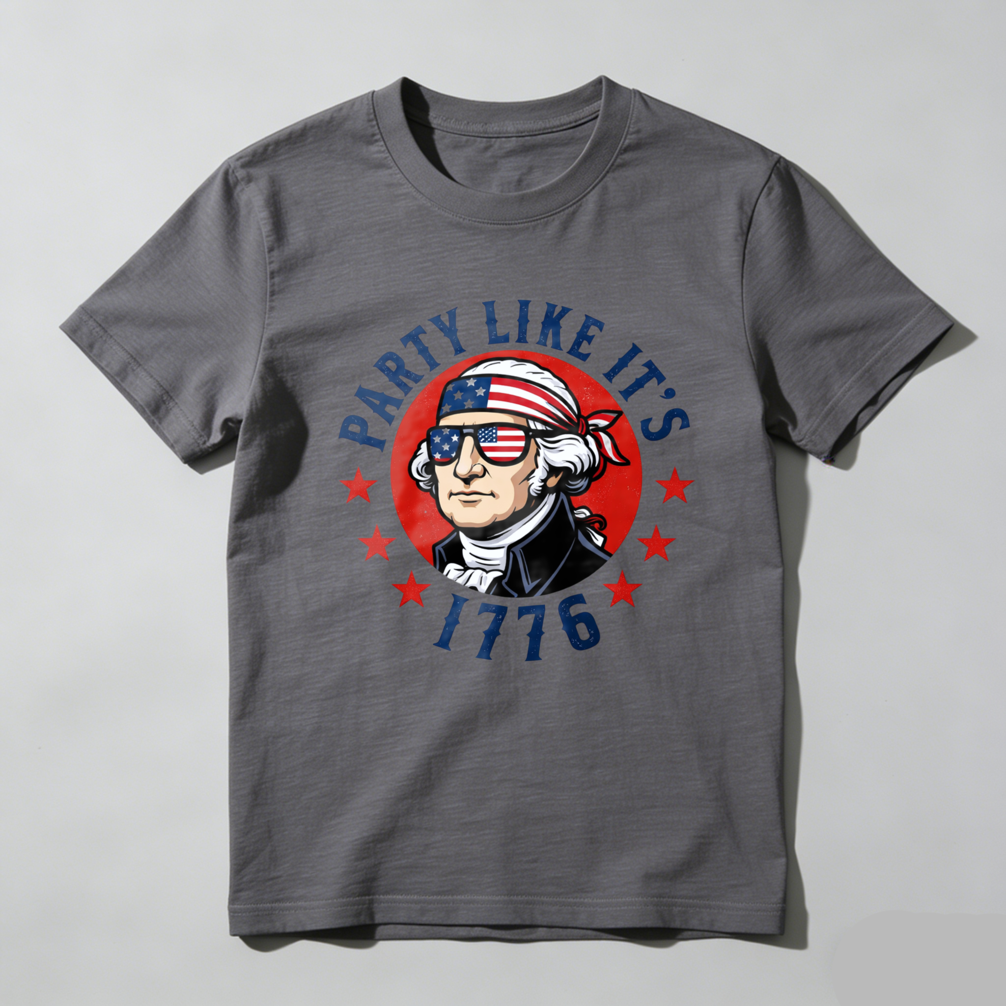 Party Like Its 1776 George Washington Patriotic T-Shirt American Flag Design Independence Day Celebration Apparel
