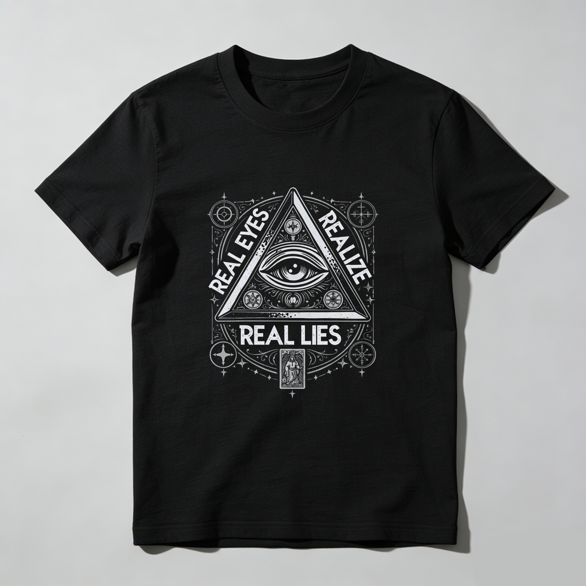 TEECURENT  Real Eyes Realize Real Lies Pyramid Eye Symbol(5) TEECURENT