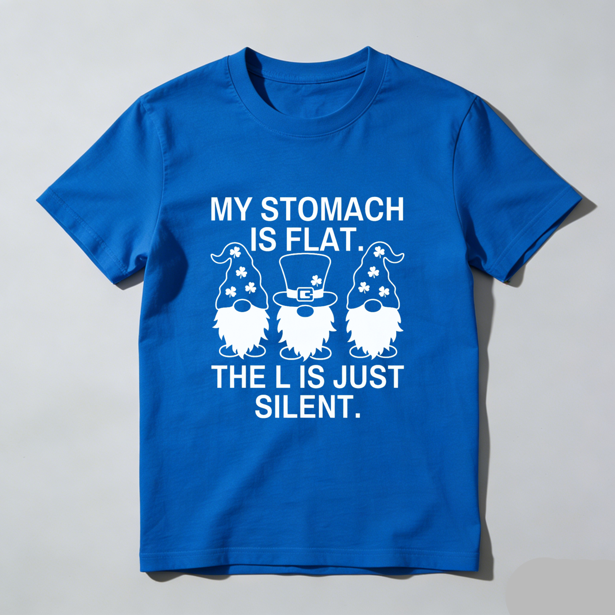TEECURENT My Stomach Is Flat The L Is Just Silent Gnomes Funny T-Shirt