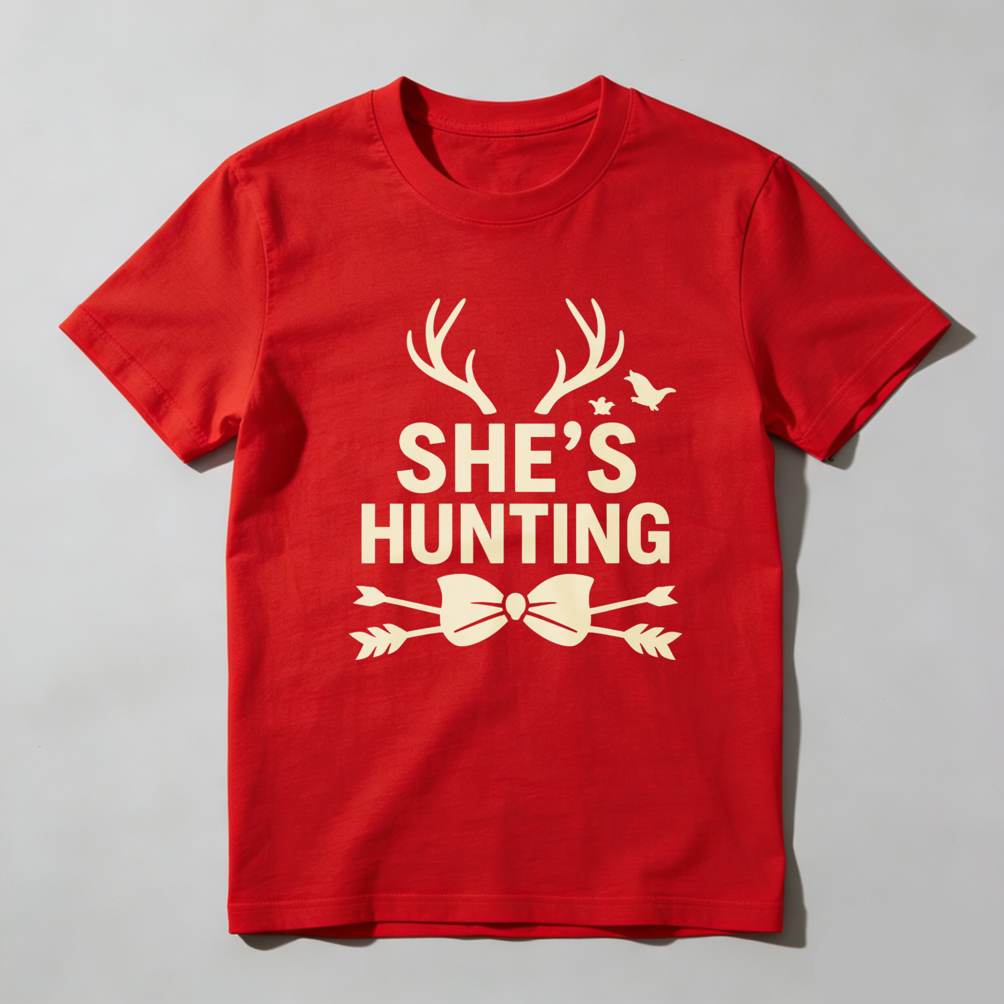TEECURENT She's Hunting Deer Antlers Bow And Arrow Women's T-Shirt Outdoor Adventure Gift For Hunters-TeeCurent