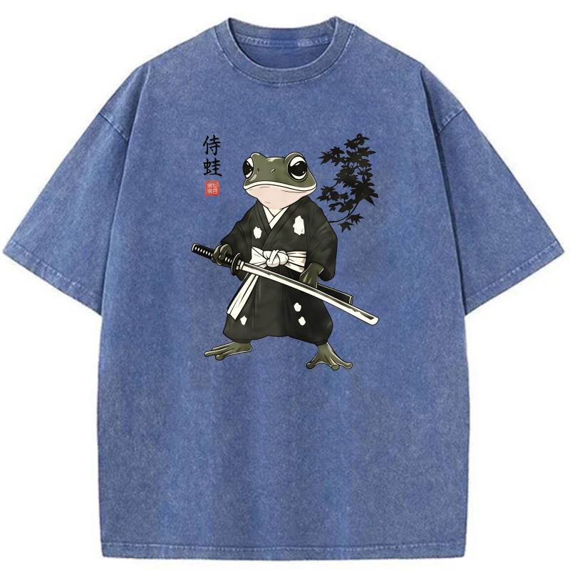 Frog Samurai With Sword And Bamboo tshirt 100% cotton