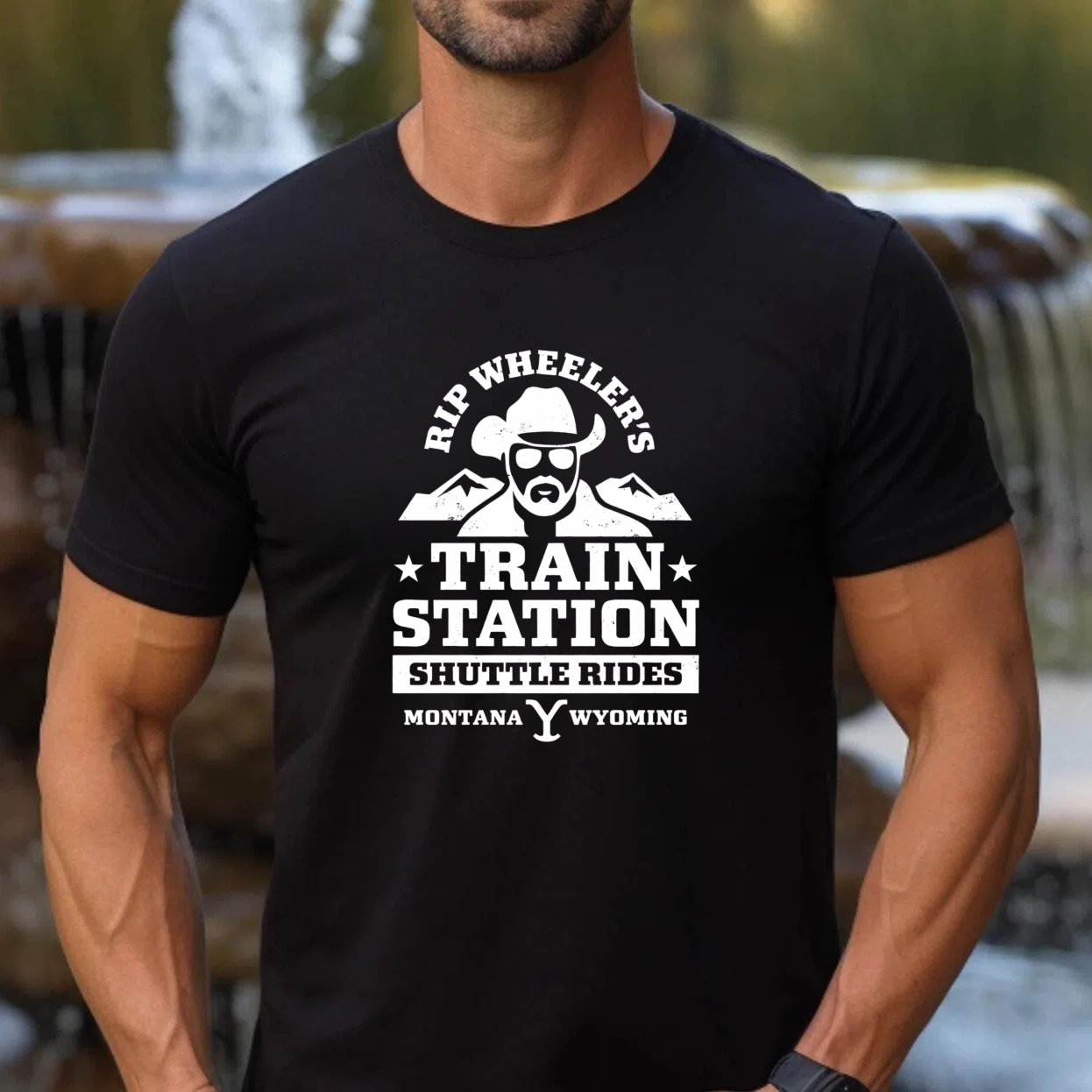 TEECURENT Rip Wheelers Train Station Shuttle Rides Montana Wyoming T Shirt