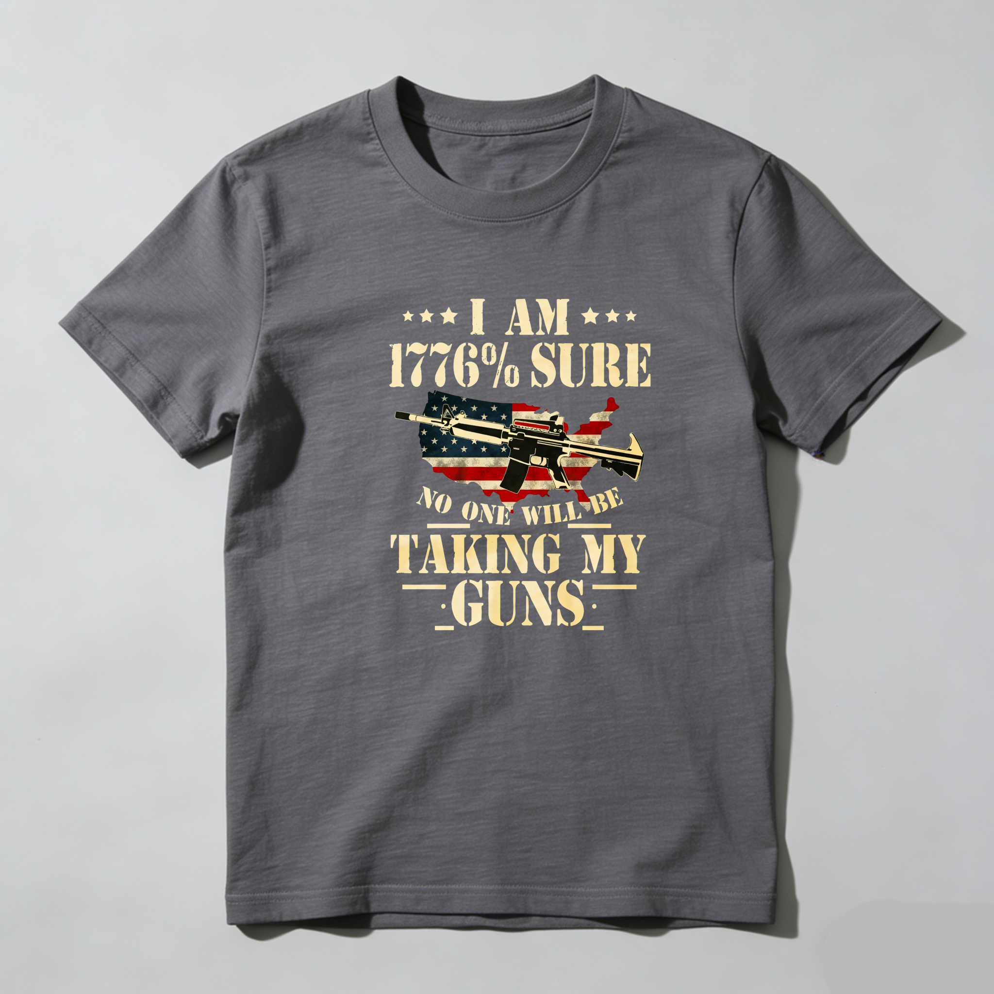 TEECURENT I Am 1776 Percent Sure No One Will Take My Guns Pure Cotton Short Sleeve T Shirt-TeeCurent