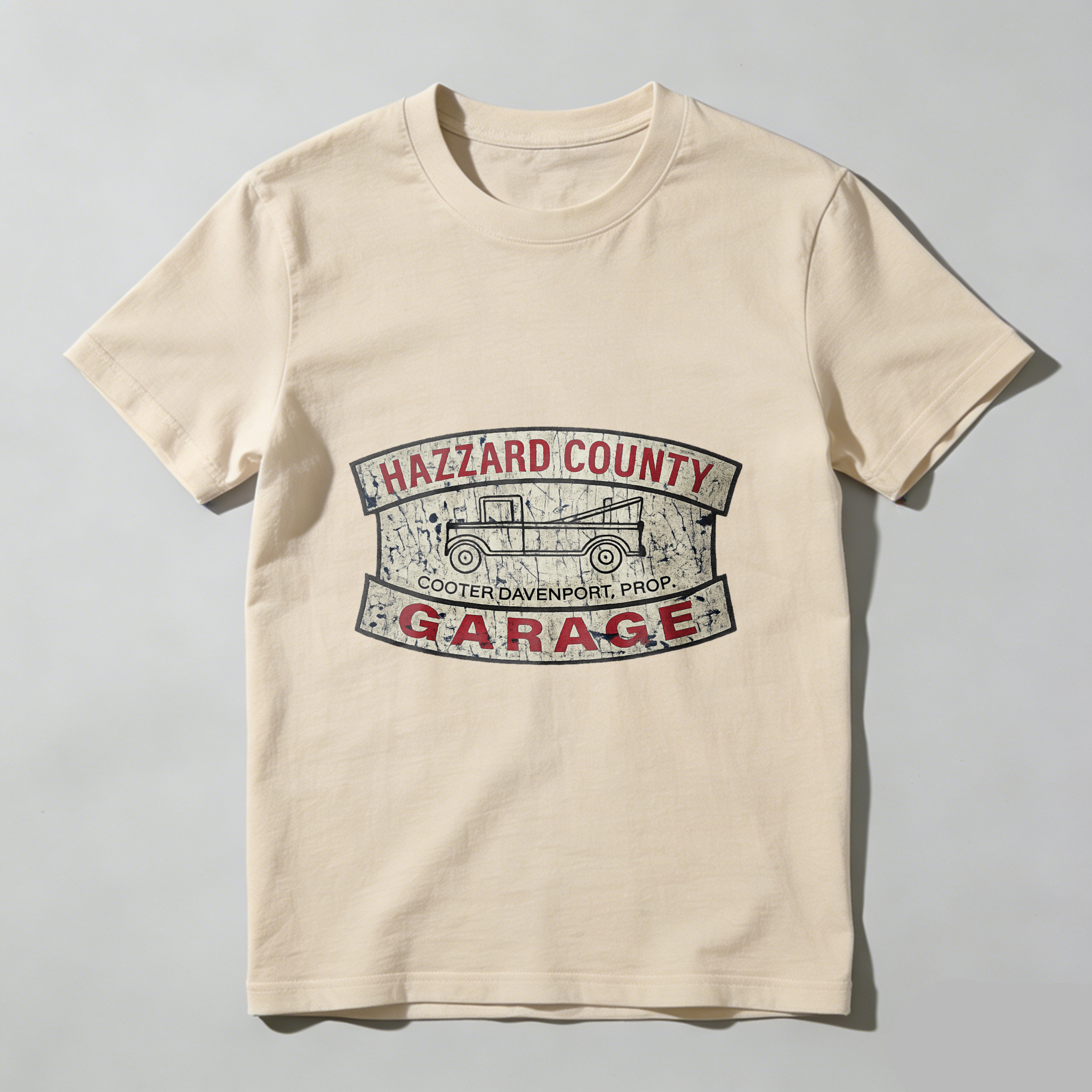 TEECURENT Hazzard County Garage T Shirt Cooter Davenport Prop Classic Truck Design Black Cotton Men's Tee
