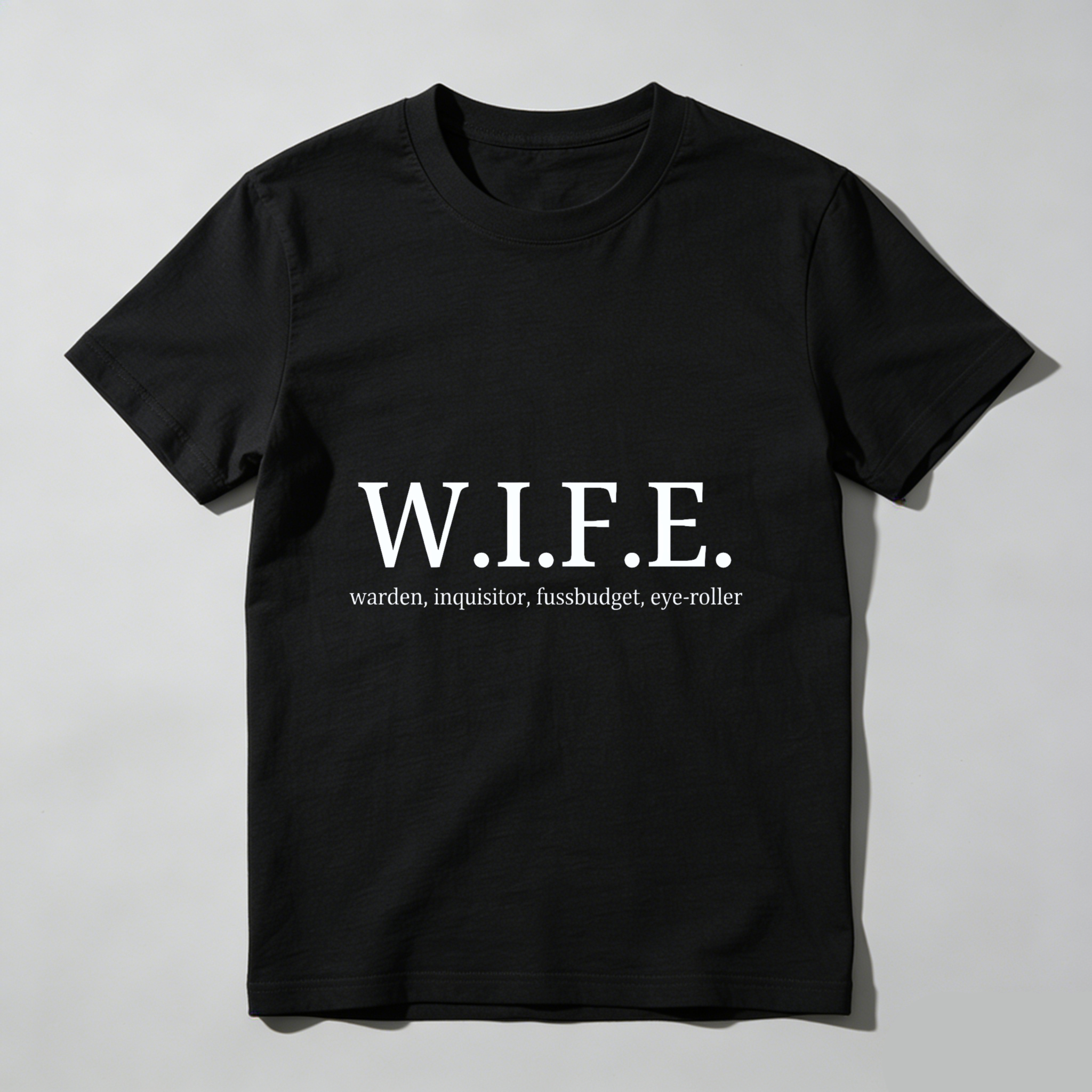 TEECURENT Wife Warden Inquisitor Fussbudget Eye Roller T Shirt Humor Gift For Husband Funny Couple Shirt WOMEN