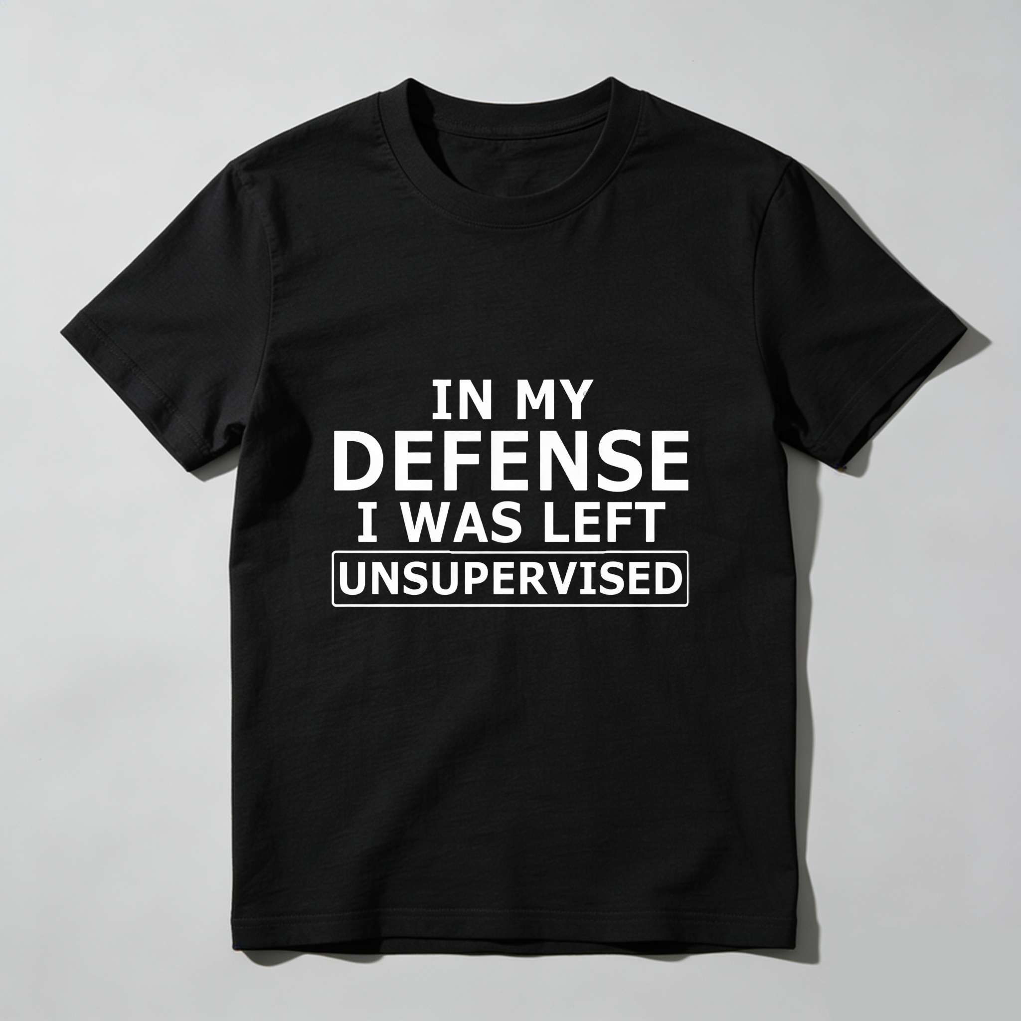 TEECURENT In My Defense I Was Left Unsupervised Pure Cotton Short Sleeve T Shirt-TeeCurent